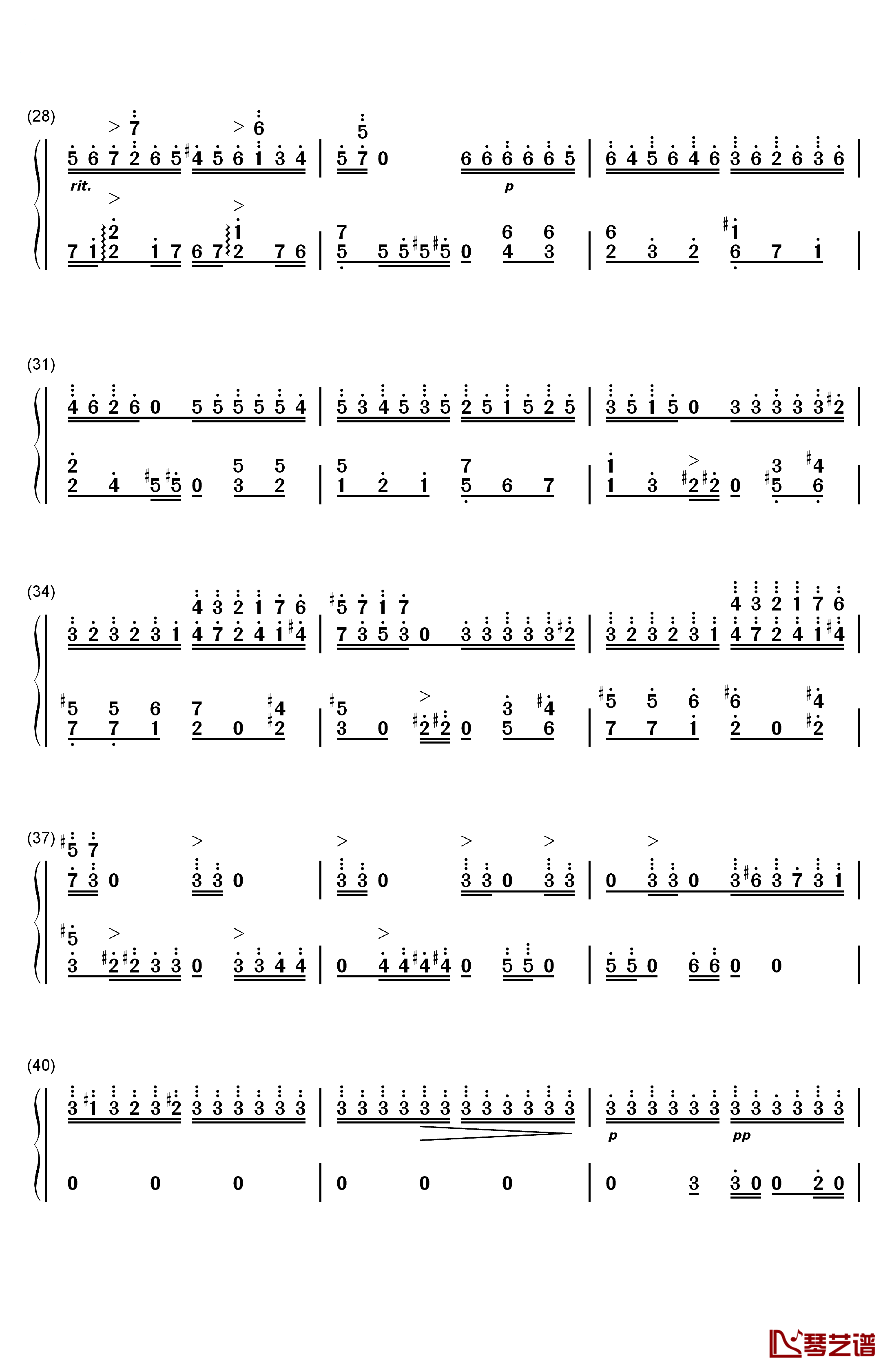 钟钢琴简谱-数字双手-李斯特3