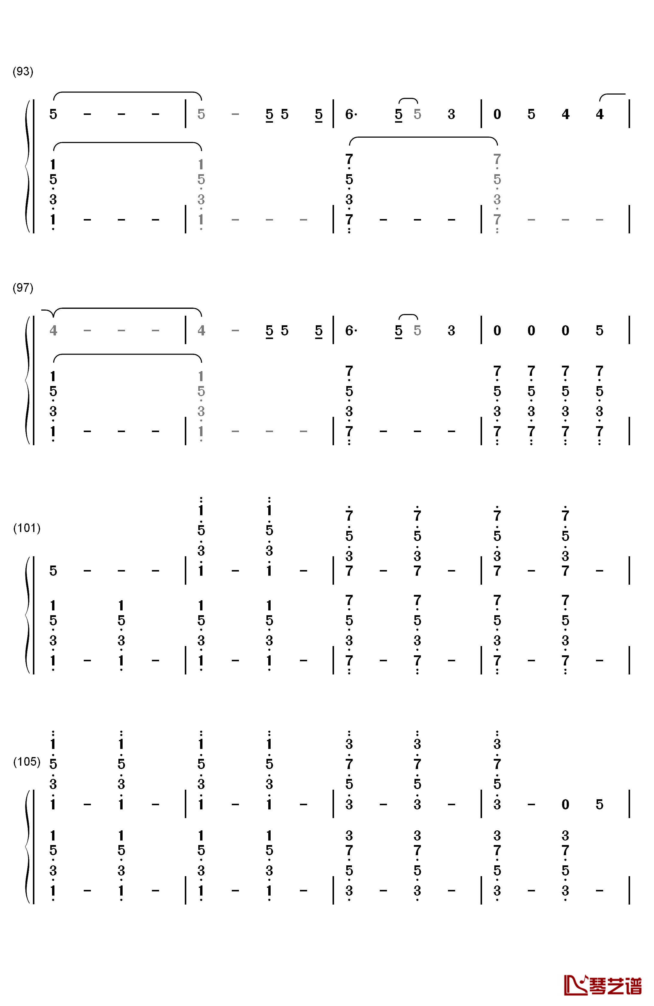 Bedless钢琴简谱-数字双手-Pierce the Veil6