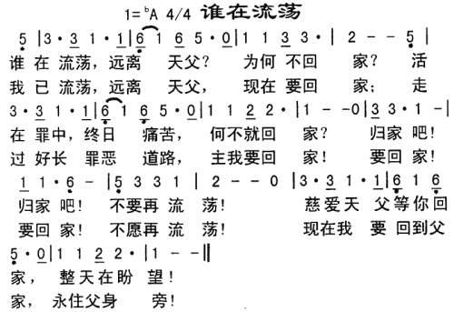 谁在流荡----可听简谱1