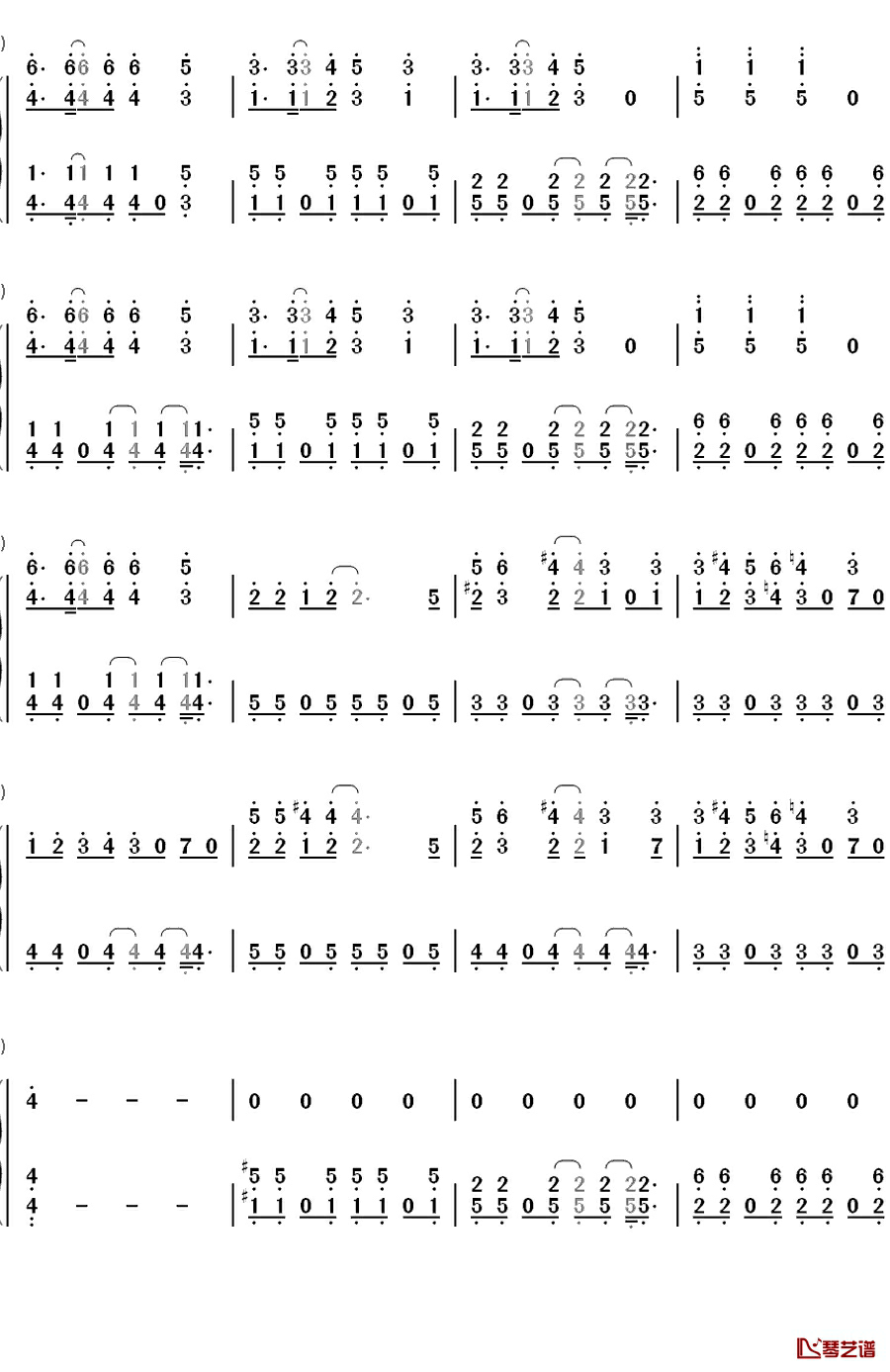 3.6.5钢琴简谱-数字双手-EXO4