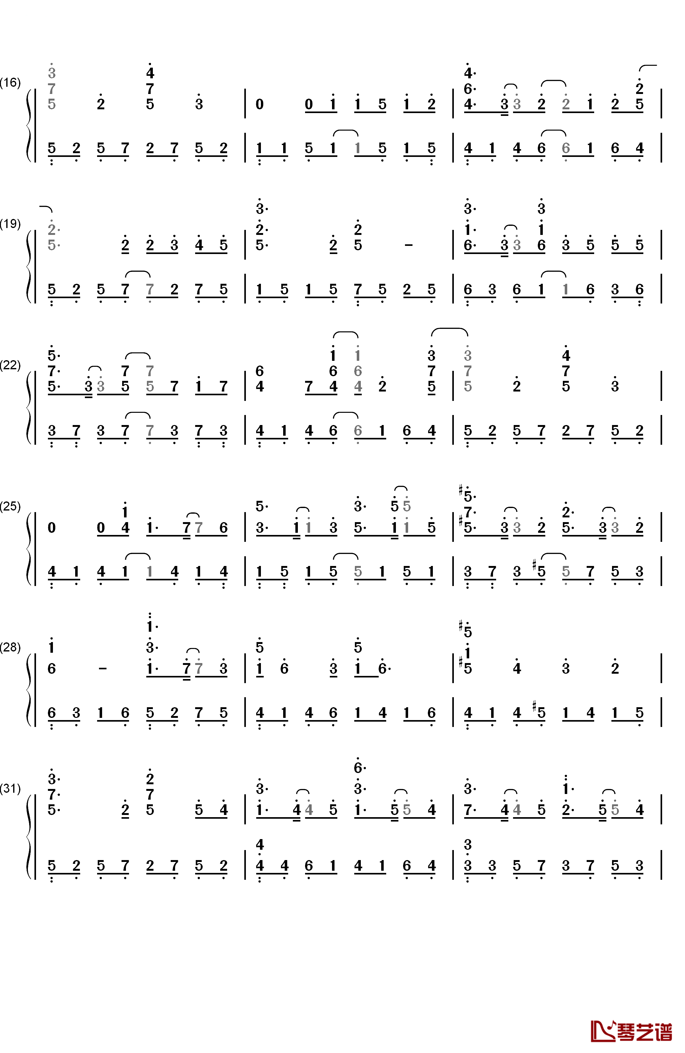 疾走钢琴简谱-数字双手-ANZAI2