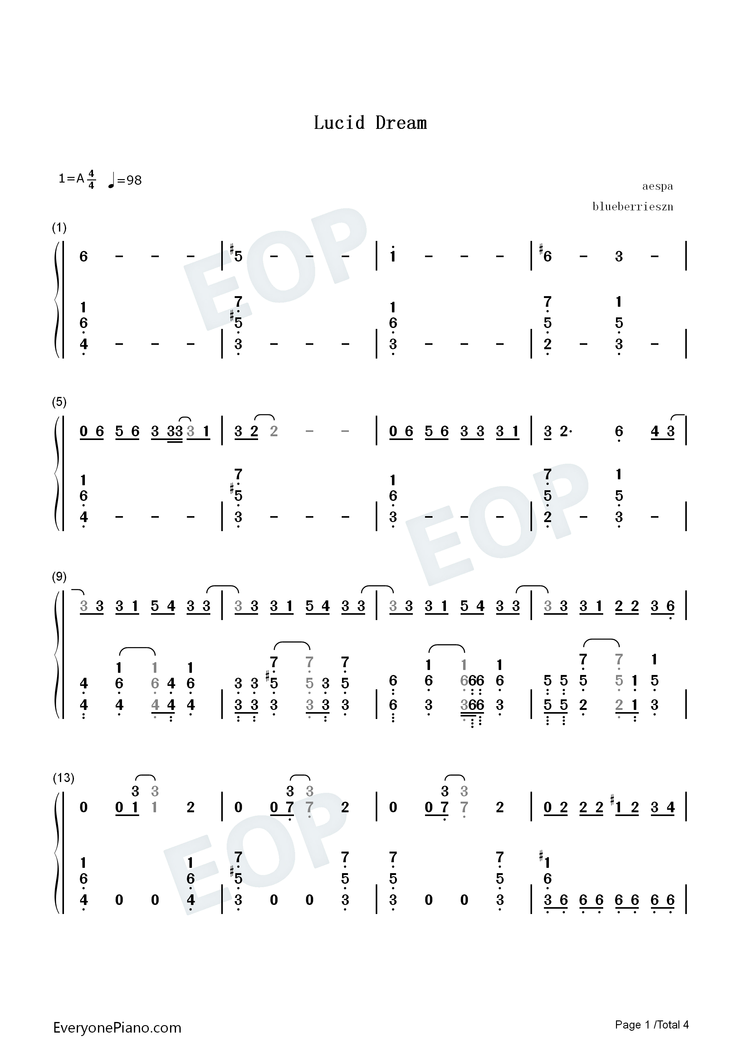 Lucid Dream钢琴简谱-Aespa演唱1