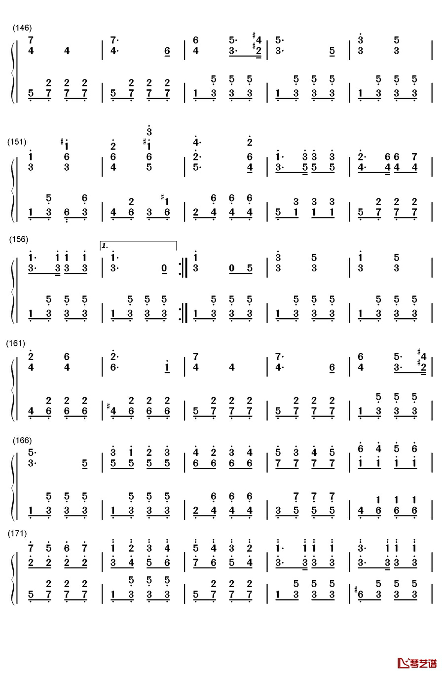 海涛钢琴简谱-数字双手-布兰克6