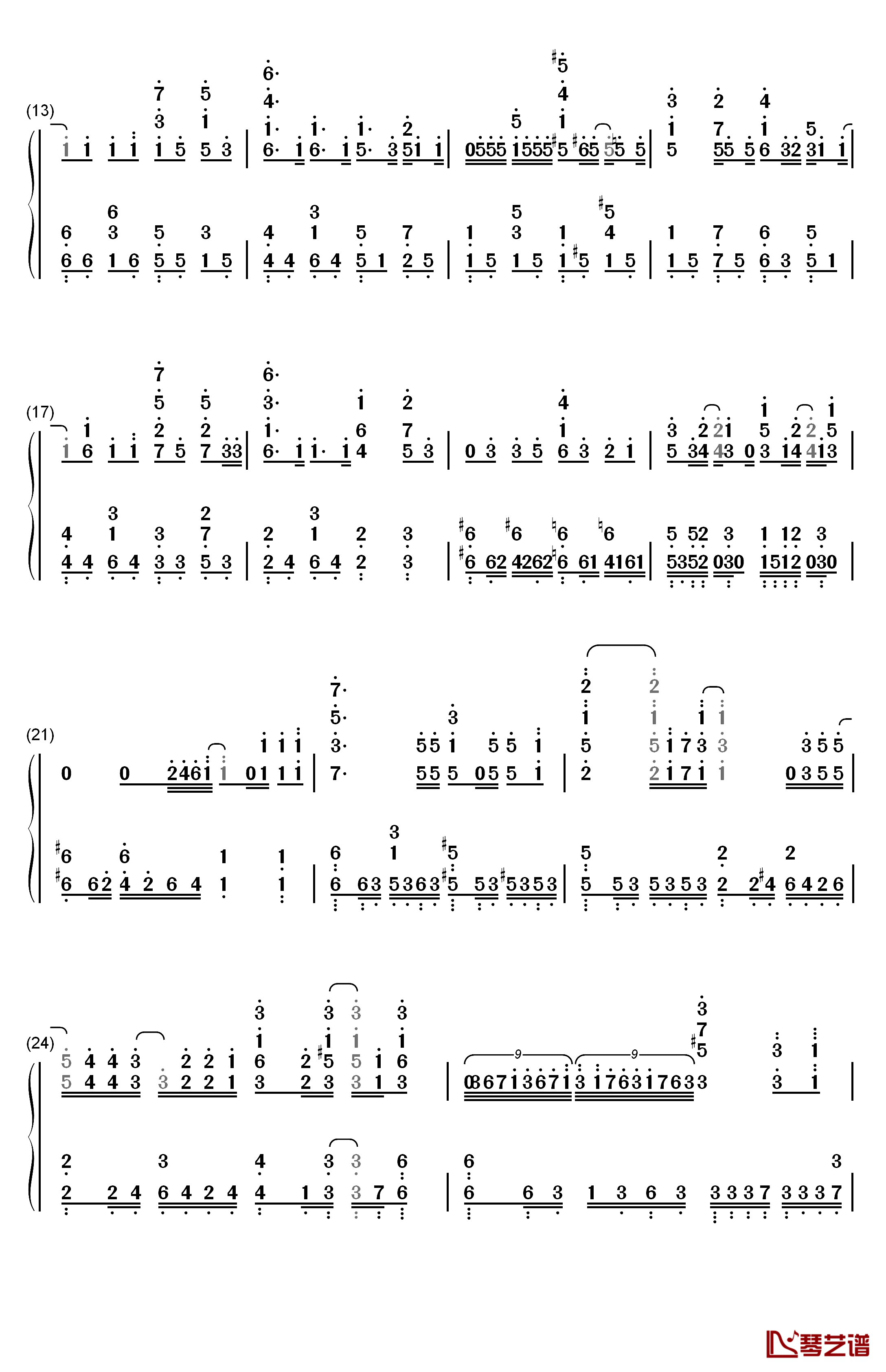 ハジメノウタ钢琴简谱-数字双手-DracoVirgo2