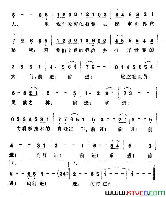 向科学技术的高峰进军简谱1