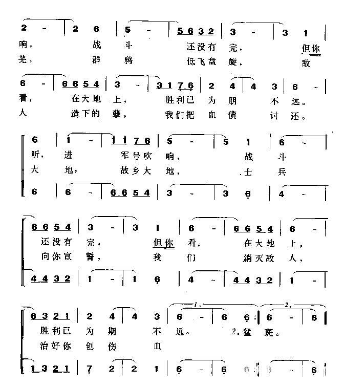 战斗还没有完《森林皇帝的末日》简谱1