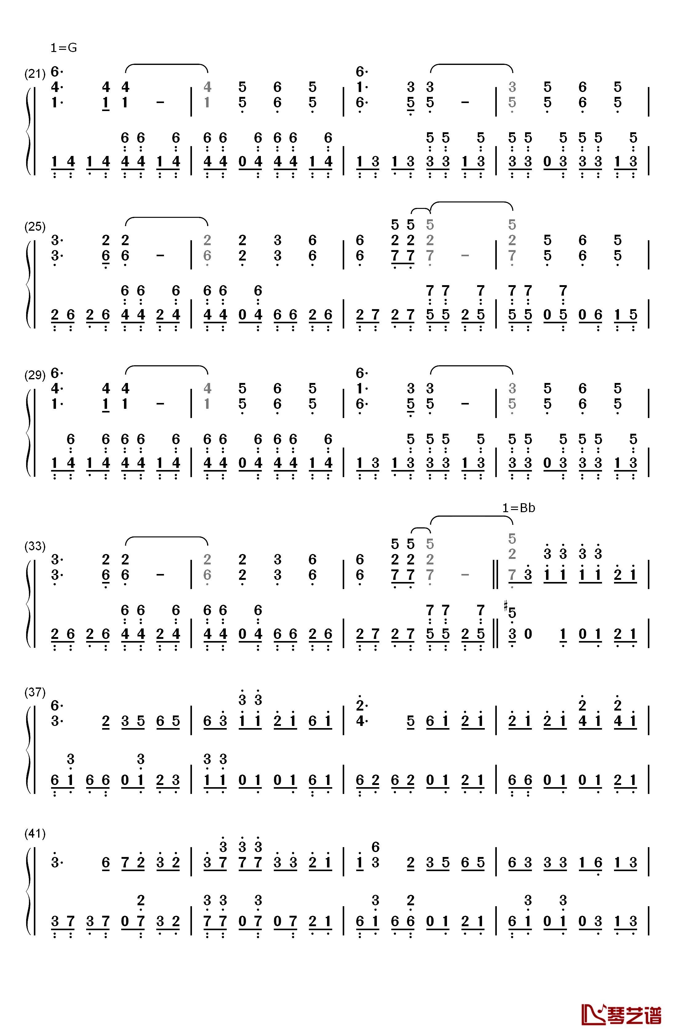 爱之初体验钢琴简谱-数字双手-张震岳2