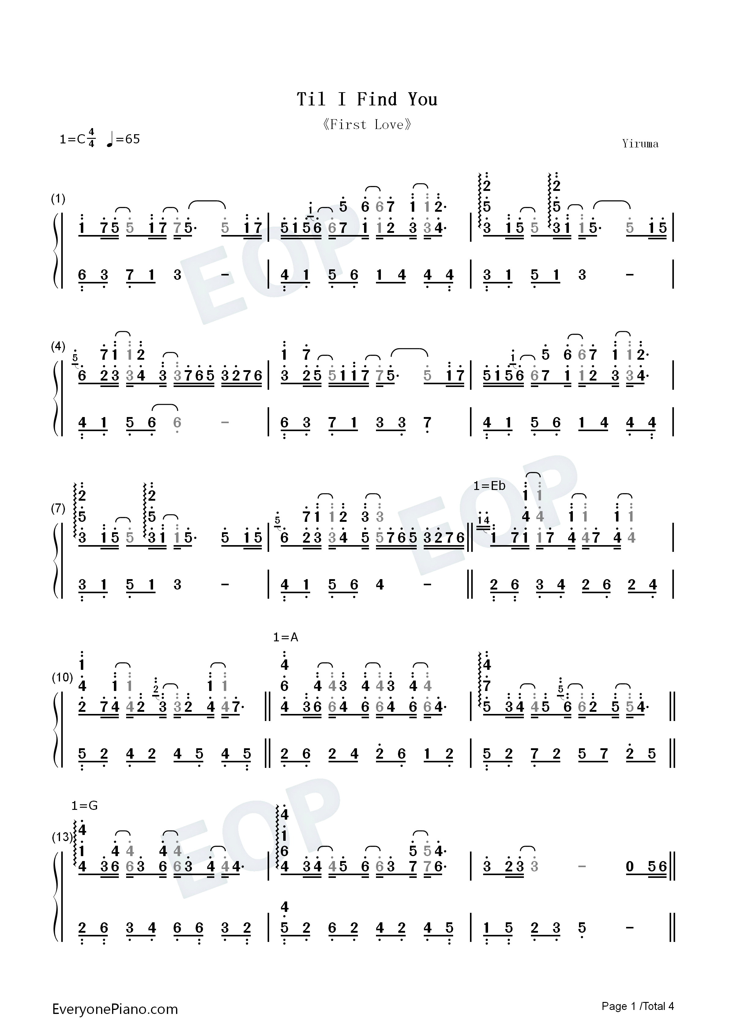 Till I Find You钢琴简谱-Yiruma演唱1