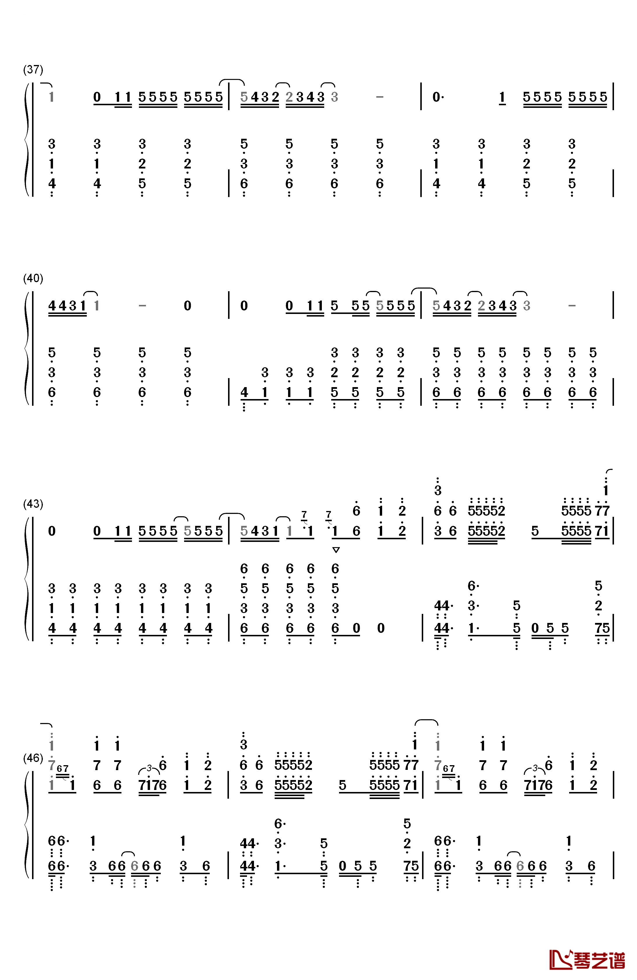 病名为爱钢琴简谱-数字双手-镜音双子4