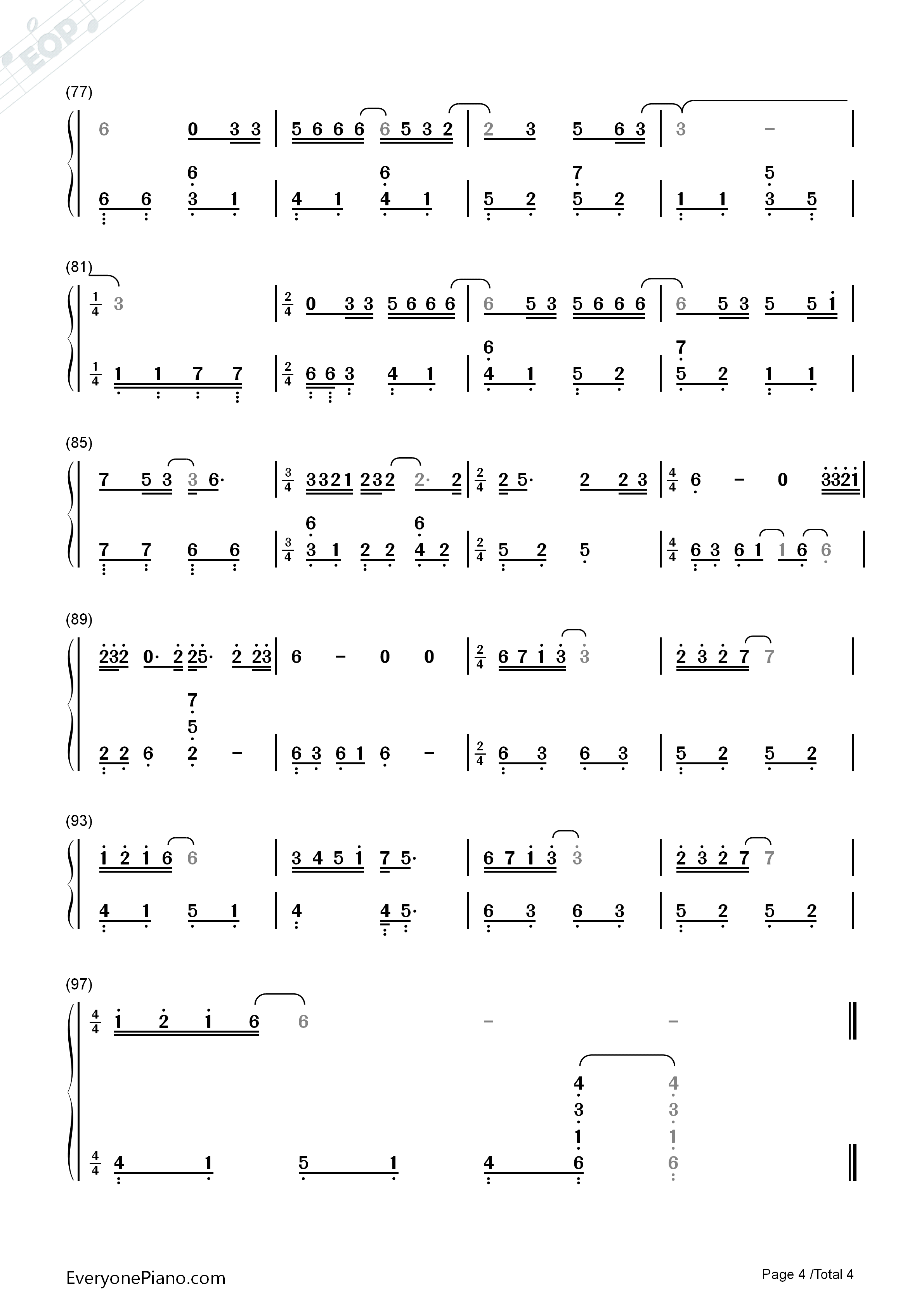 等一分钟钢琴简谱-徐誉滕演唱4