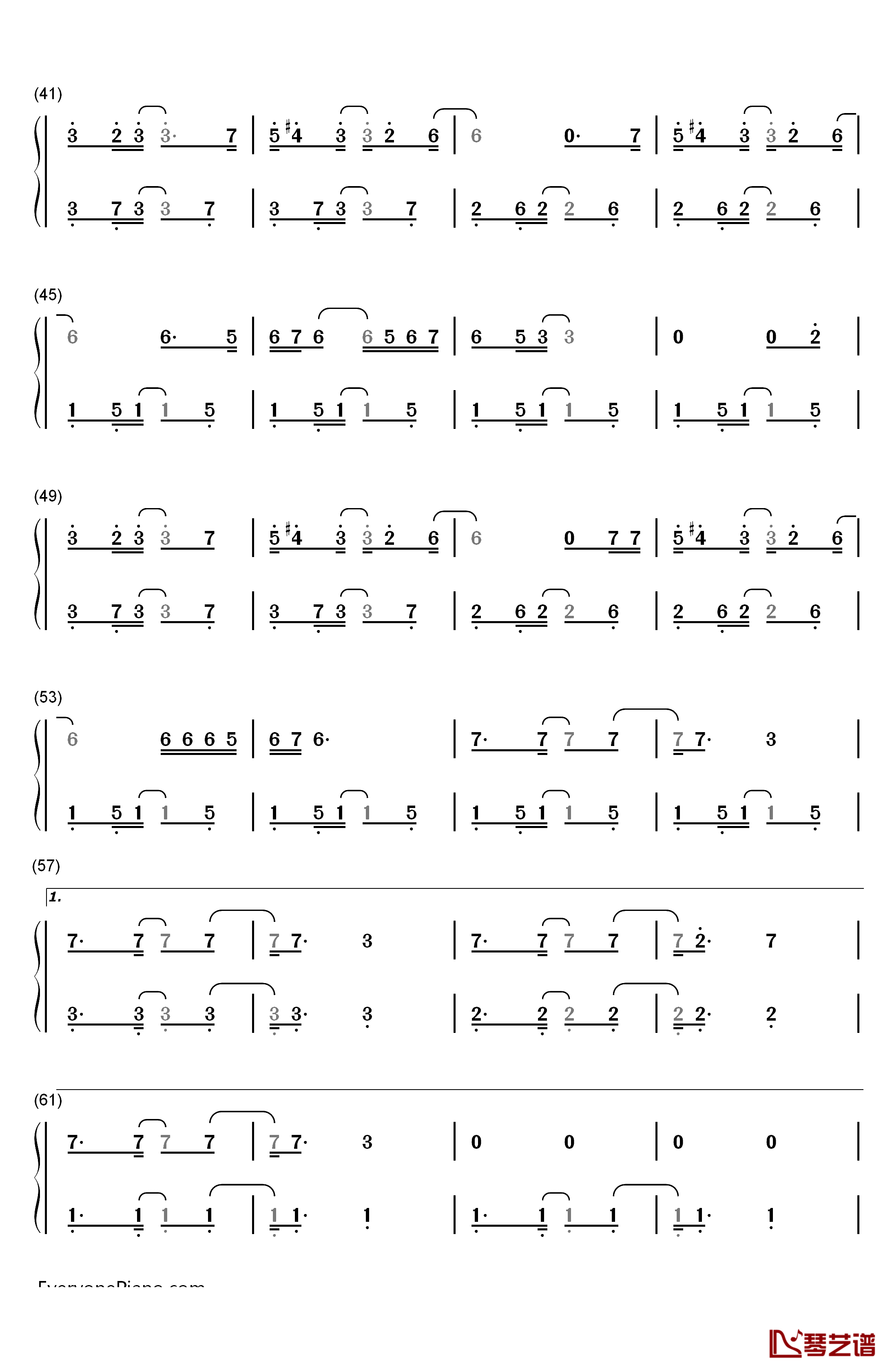 火星人来过钢琴简谱-数字双手-薛之谦3