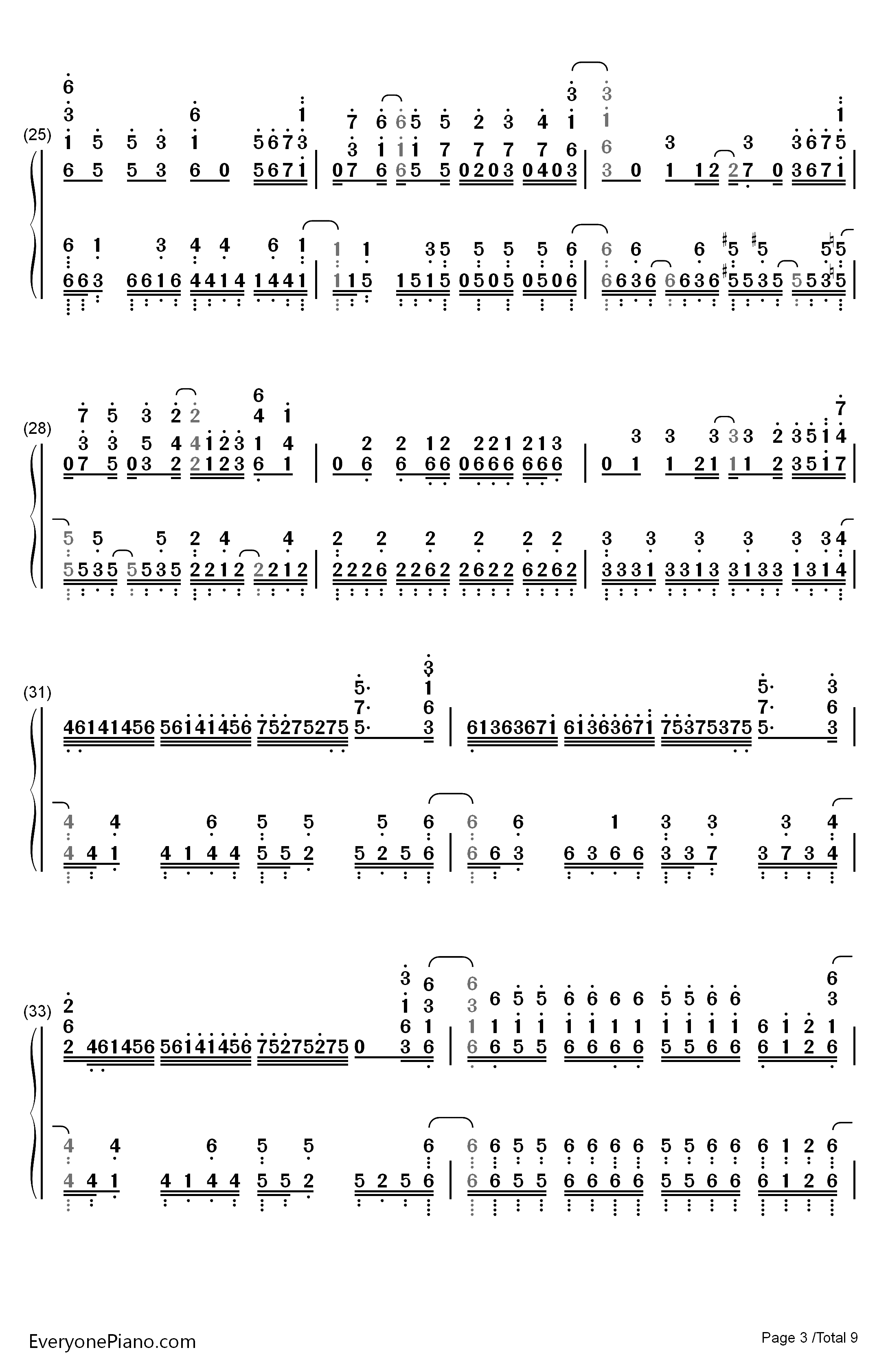 ADAMAS钢琴简谱-数字双手-LiSA3