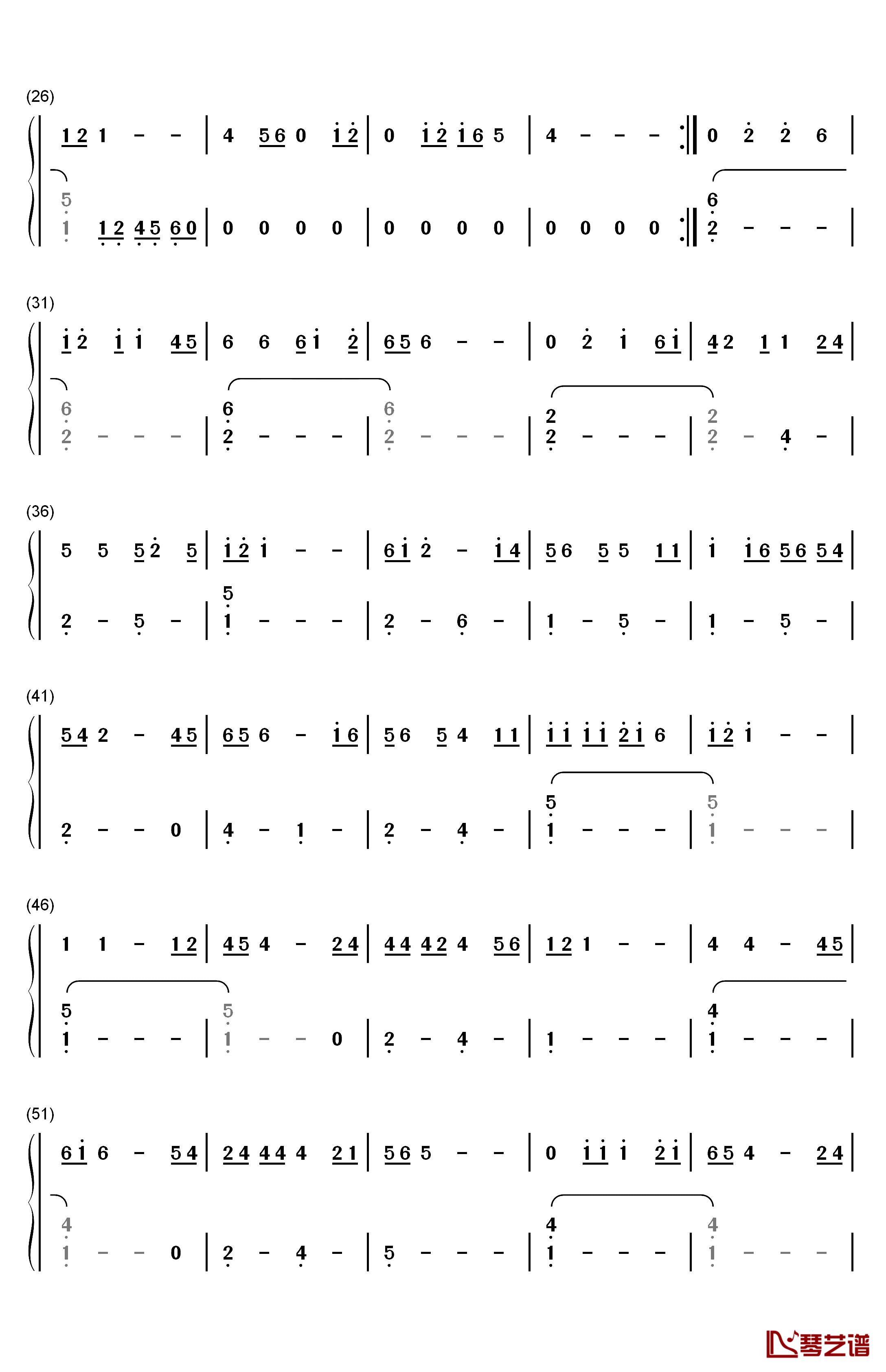 涛声依旧钢琴简谱-数字双手-毛宁2