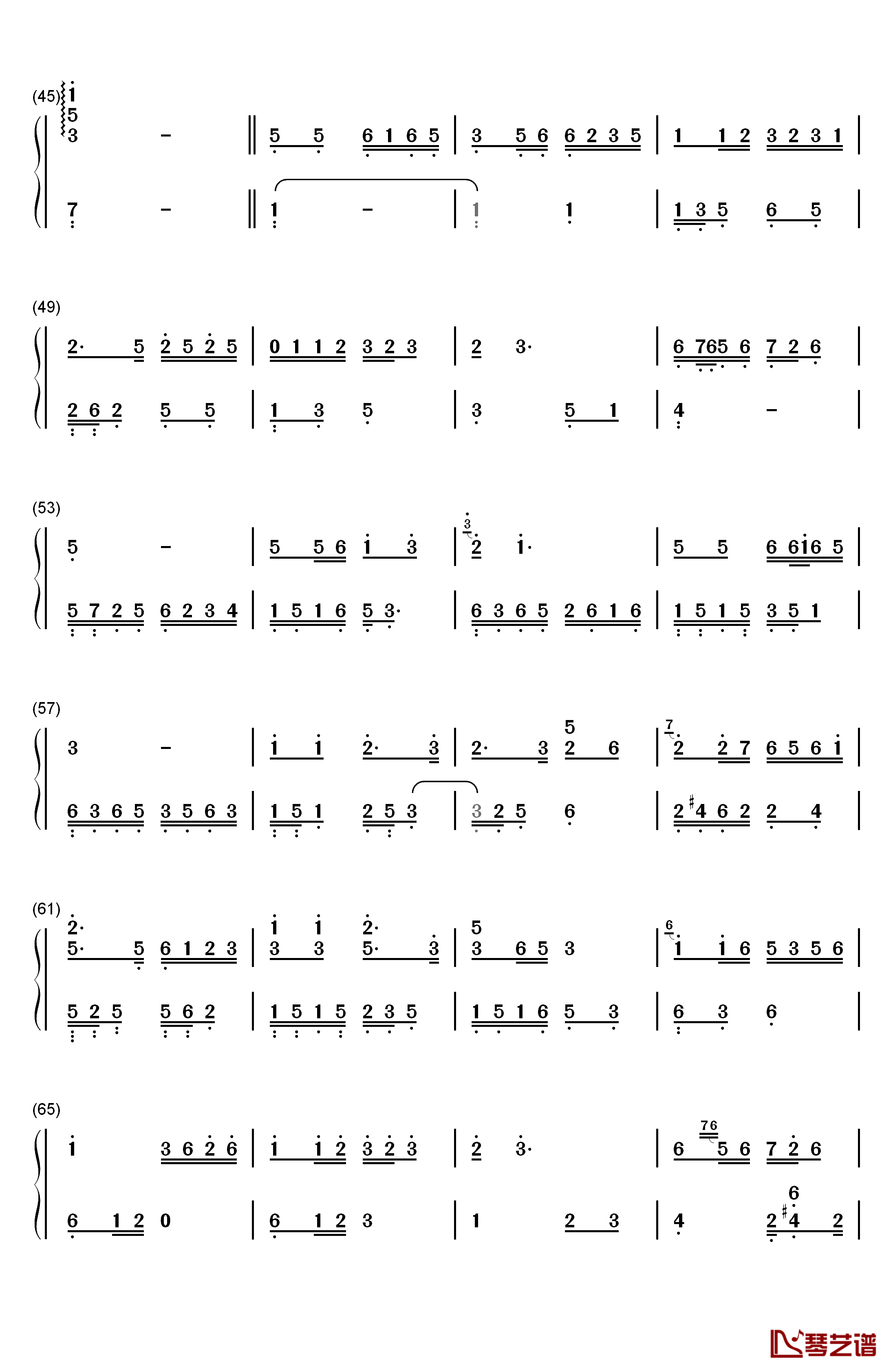 十送红军钢琴简谱-数字双手-宋祖英3