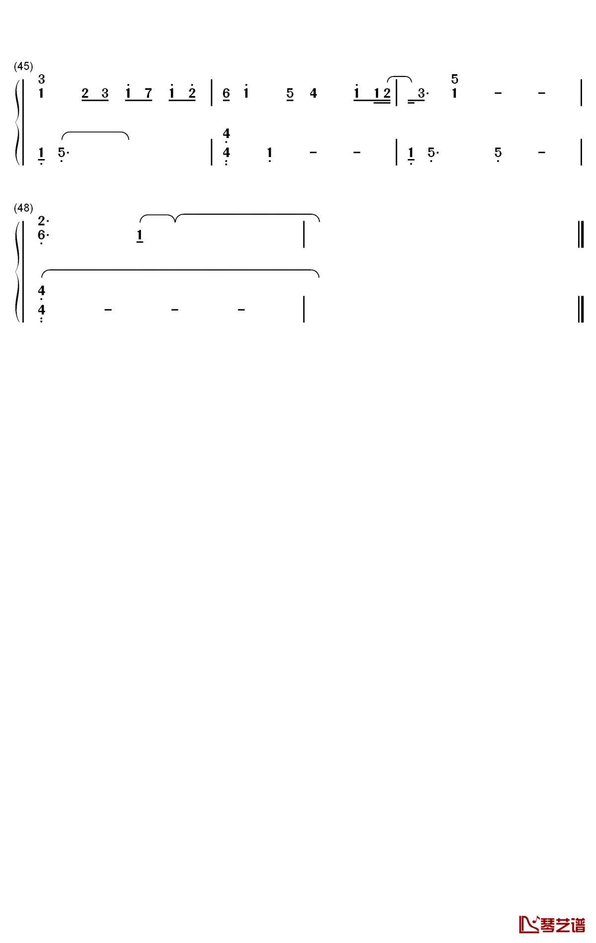 念想钢琴简谱-数字双手-易烊千玺3