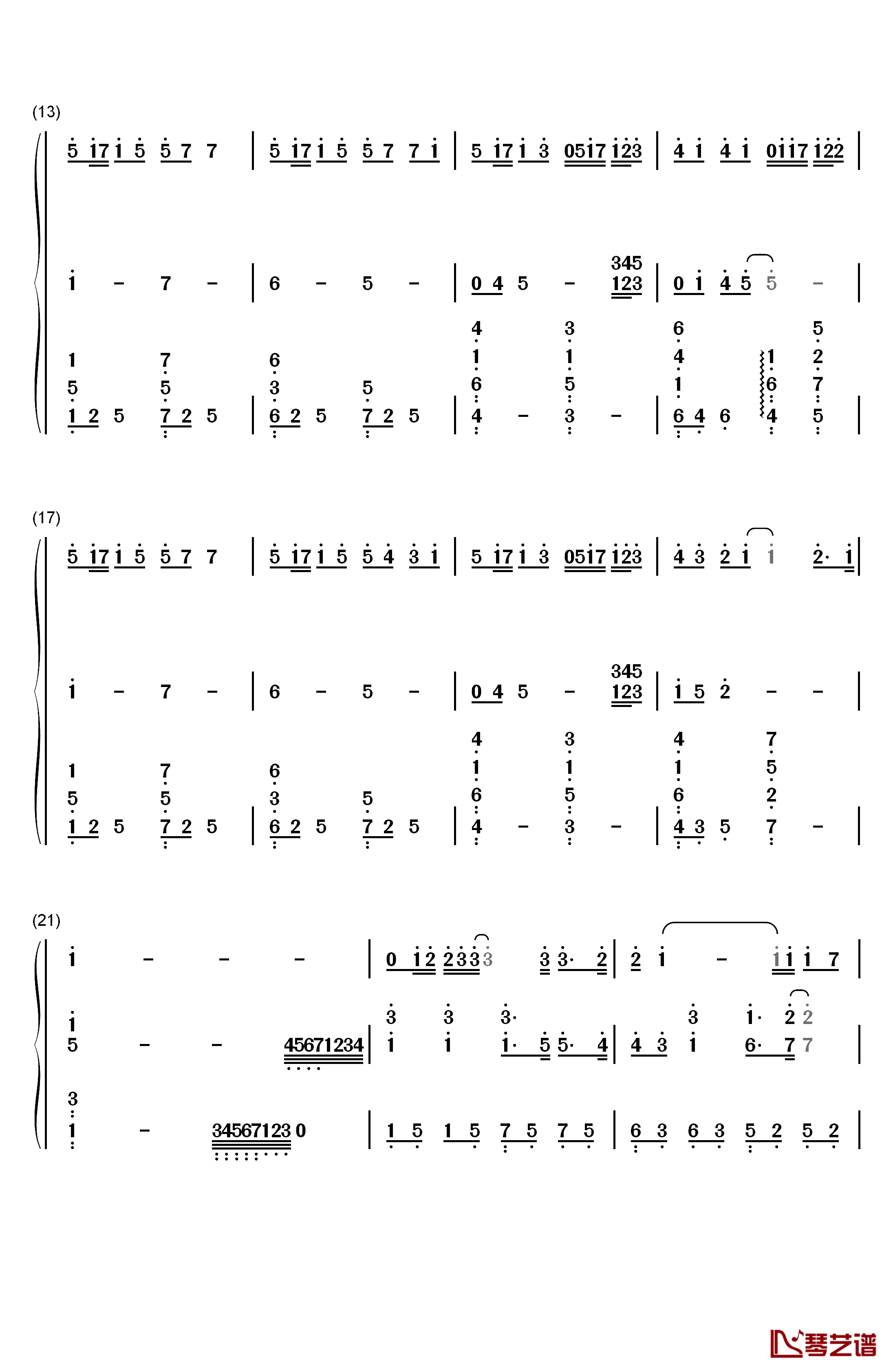 当你钢琴简谱-数字双手-林俊杰2