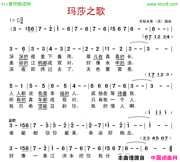 玛莎之歌简谱1