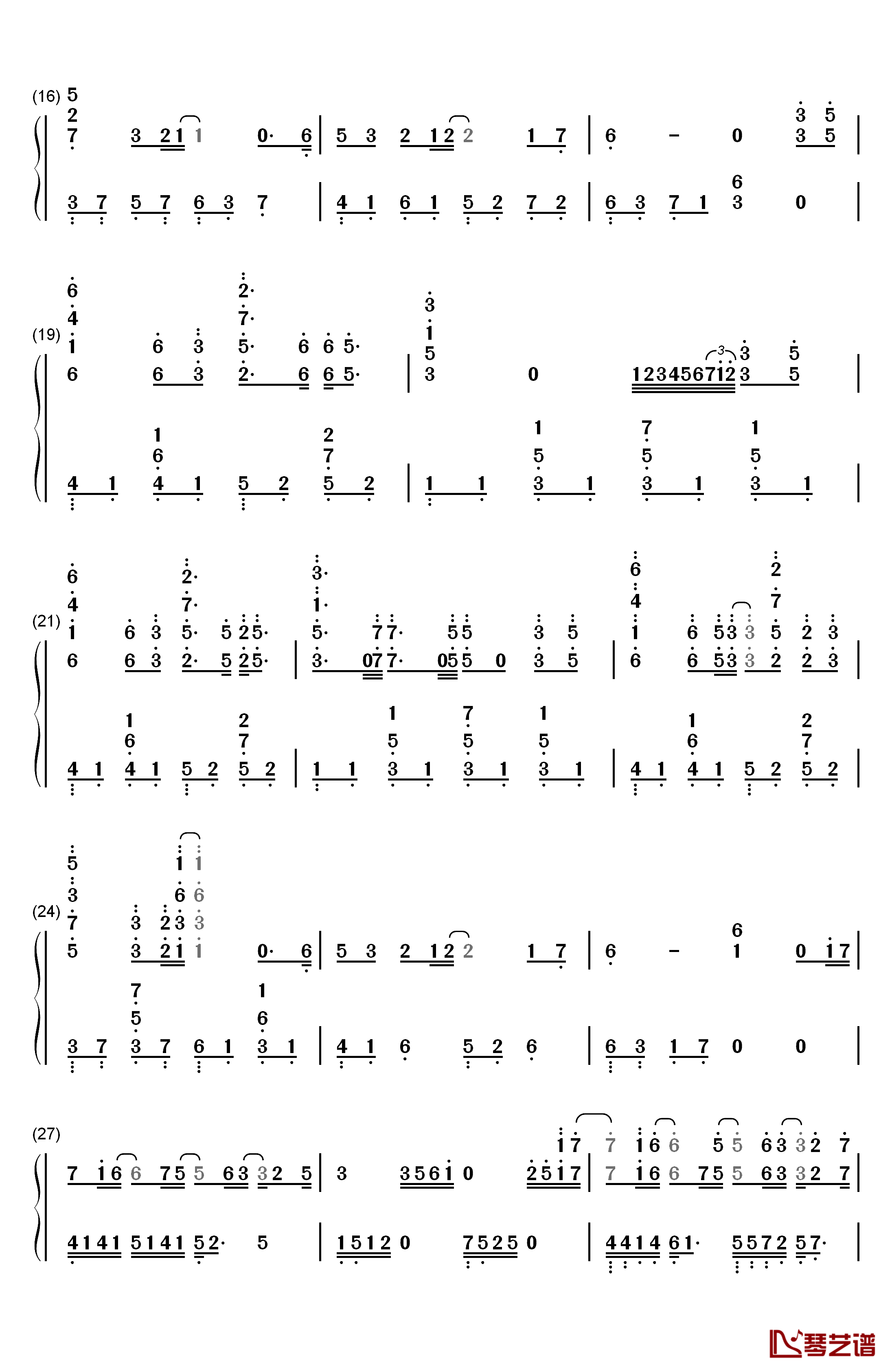 乌兰巴托的夜钢琴简谱-数字双手-谭维维2