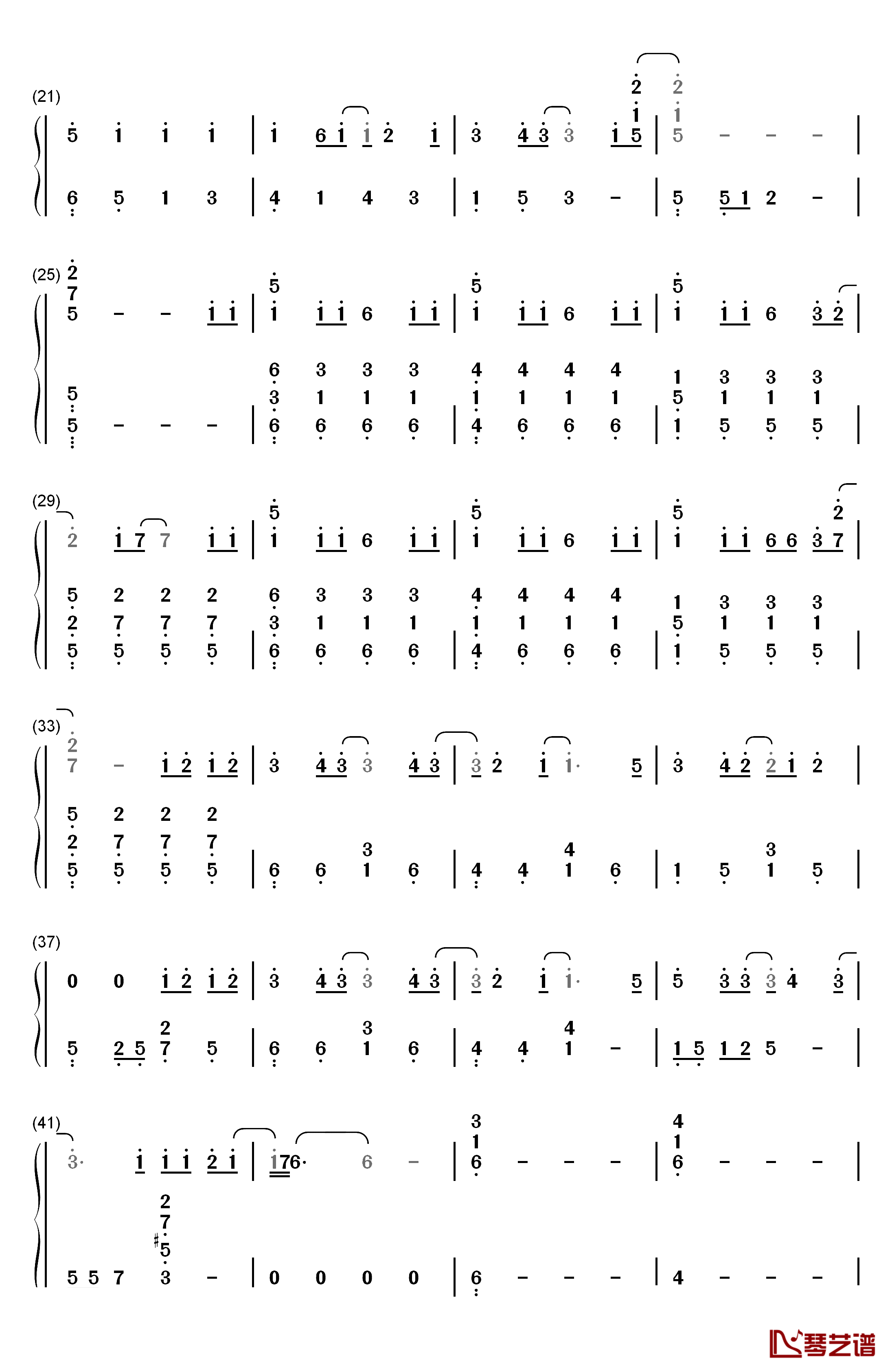 下坠Falling钢琴简谱-数字双手-Corki2