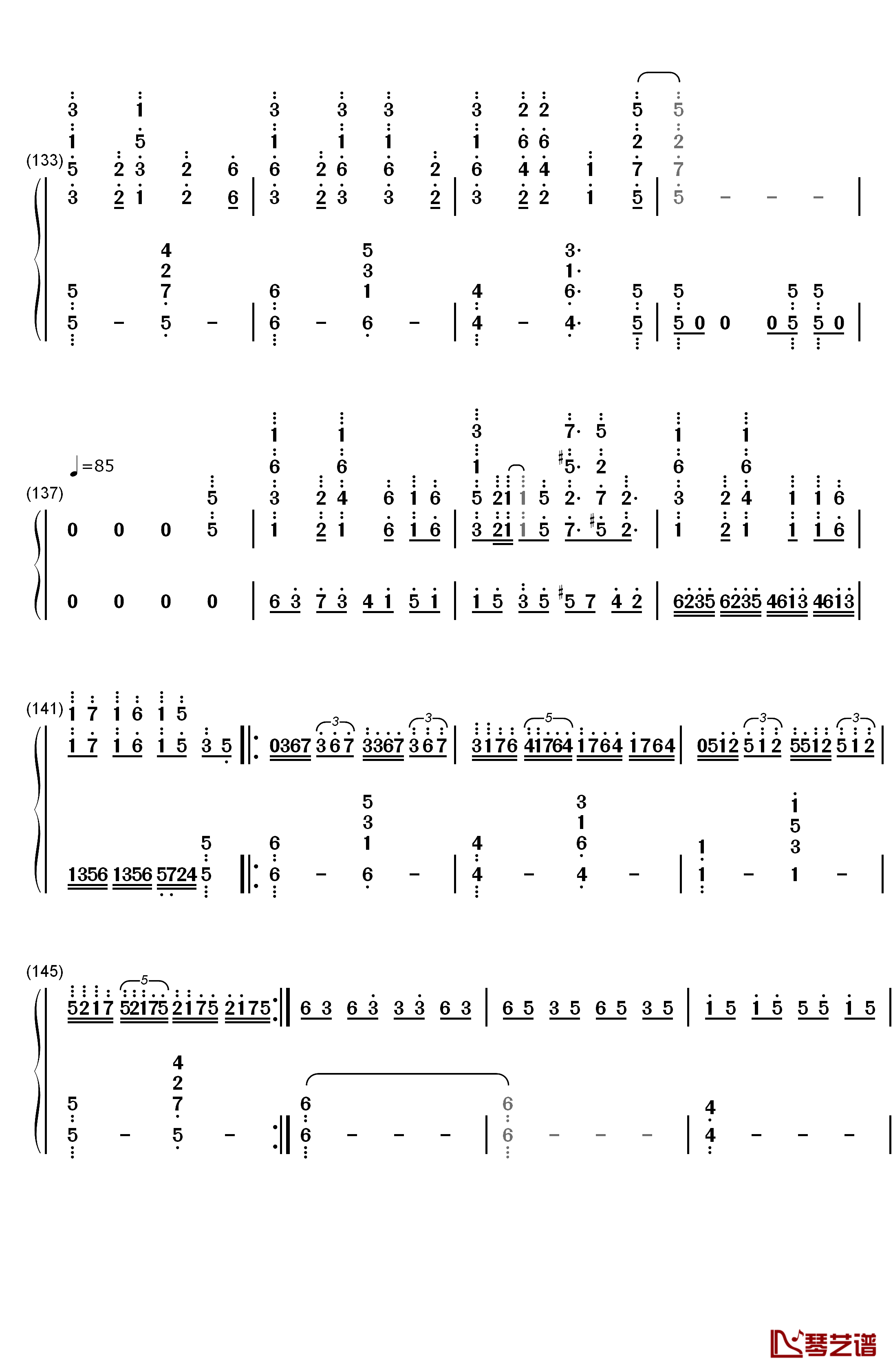 梦回还钢琴简谱-数字双手-呦猫UNEKO8