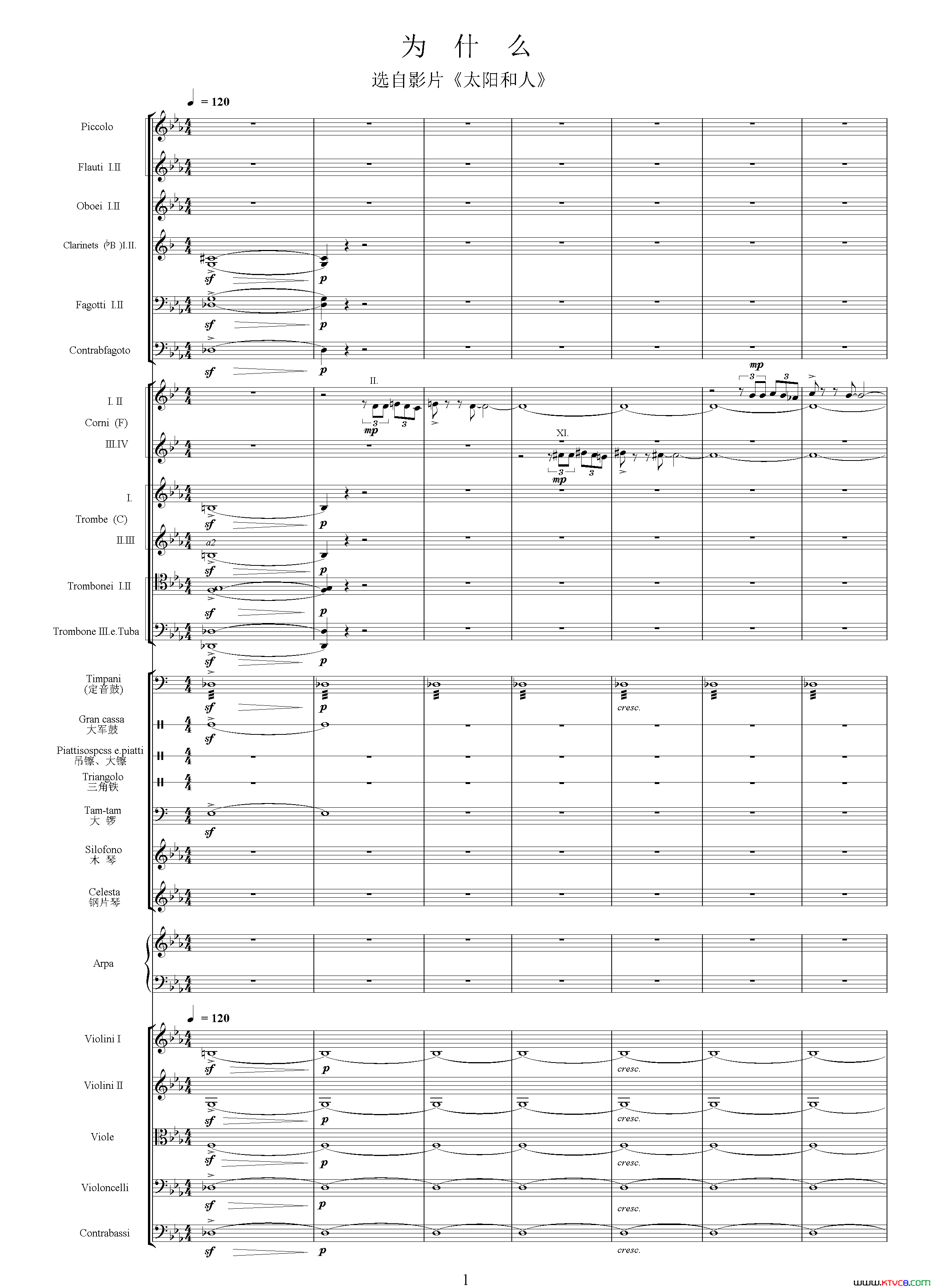 为什么选自影片《太阳和人》、交响乐队总谱简谱1