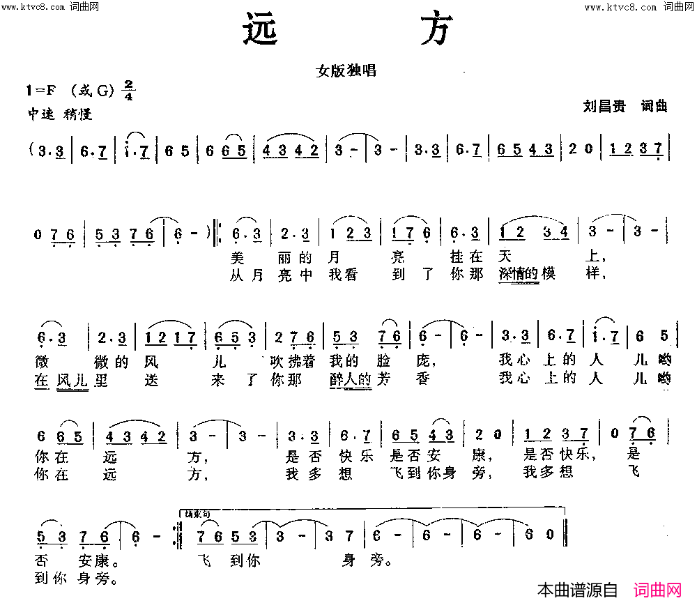远方对唱简谱-张林英演唱-刘昌贵/刘昌贵词曲1