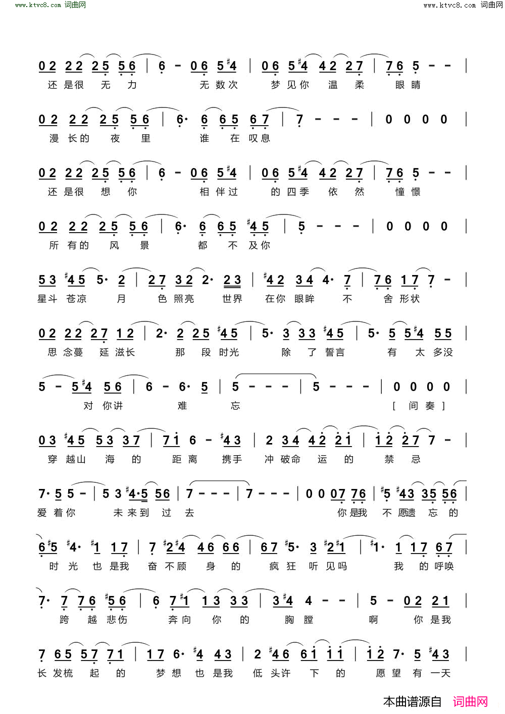 不舍《斗罗大陆》片尾曲简谱-徐佳莹演唱-曹德智、付茂华/Koshin词曲1