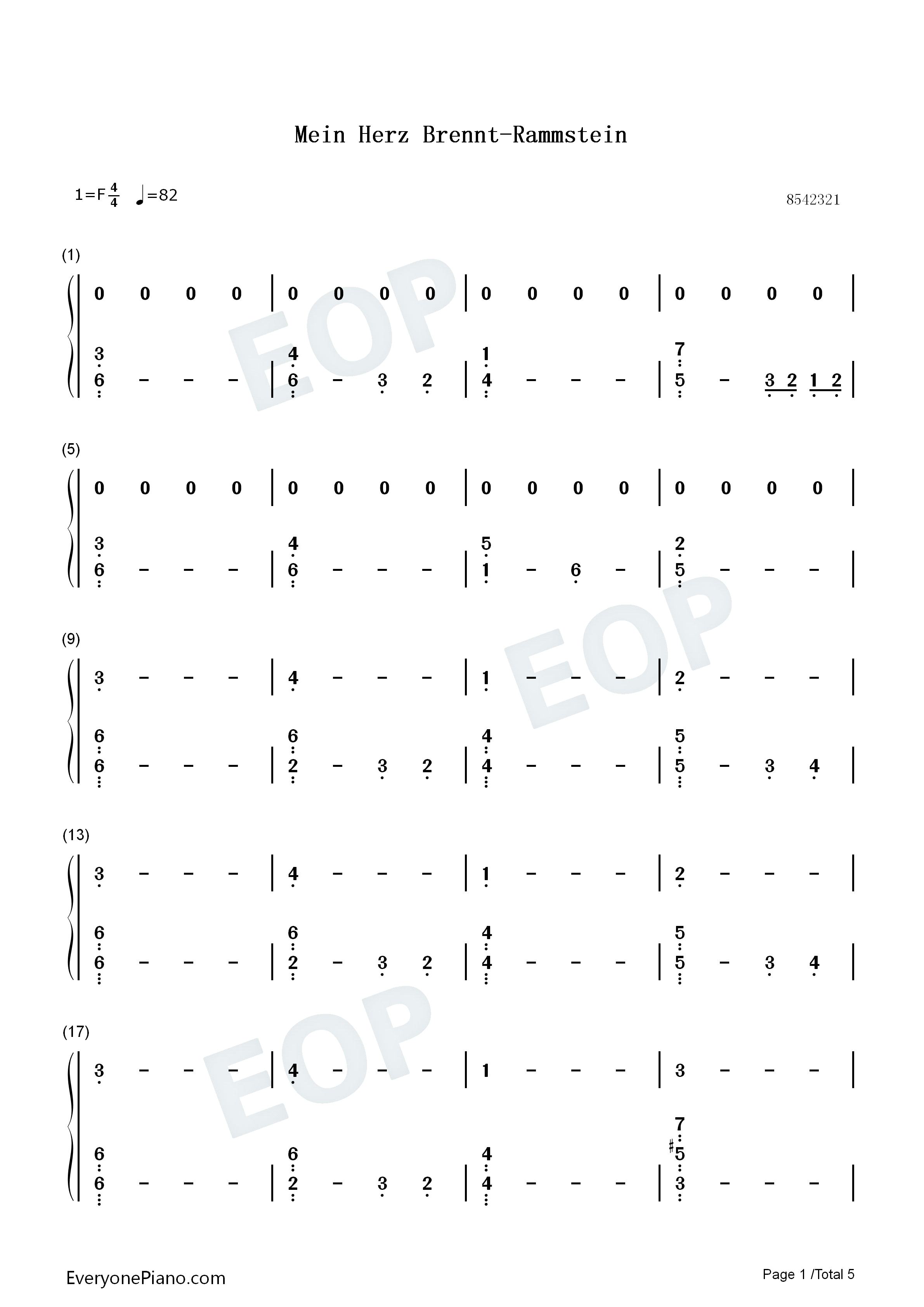 Mein Herz Brennt钢琴简谱-Rammstein演唱1