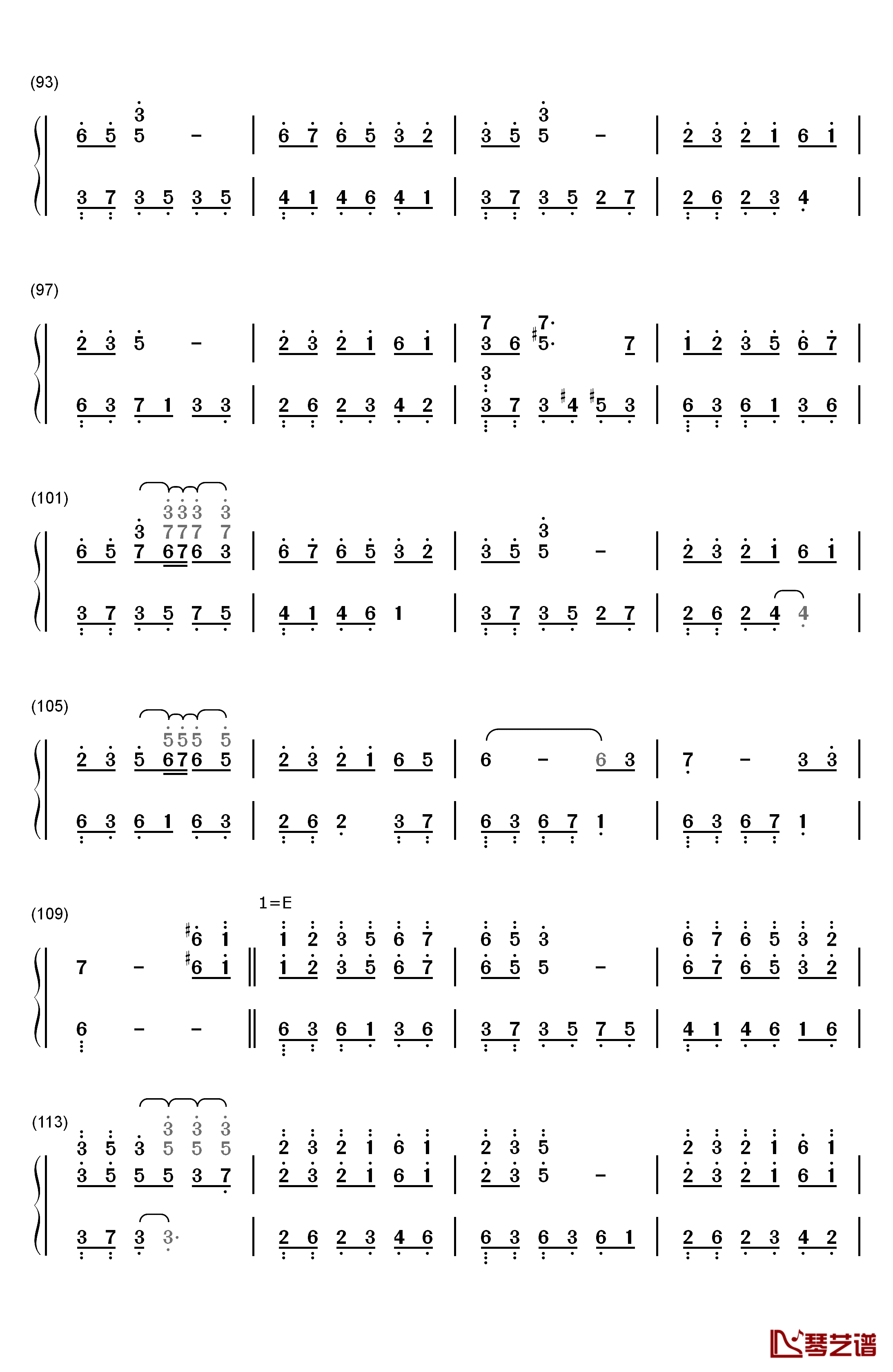 小小钢琴简谱-数字双手-小小-容祖儿5