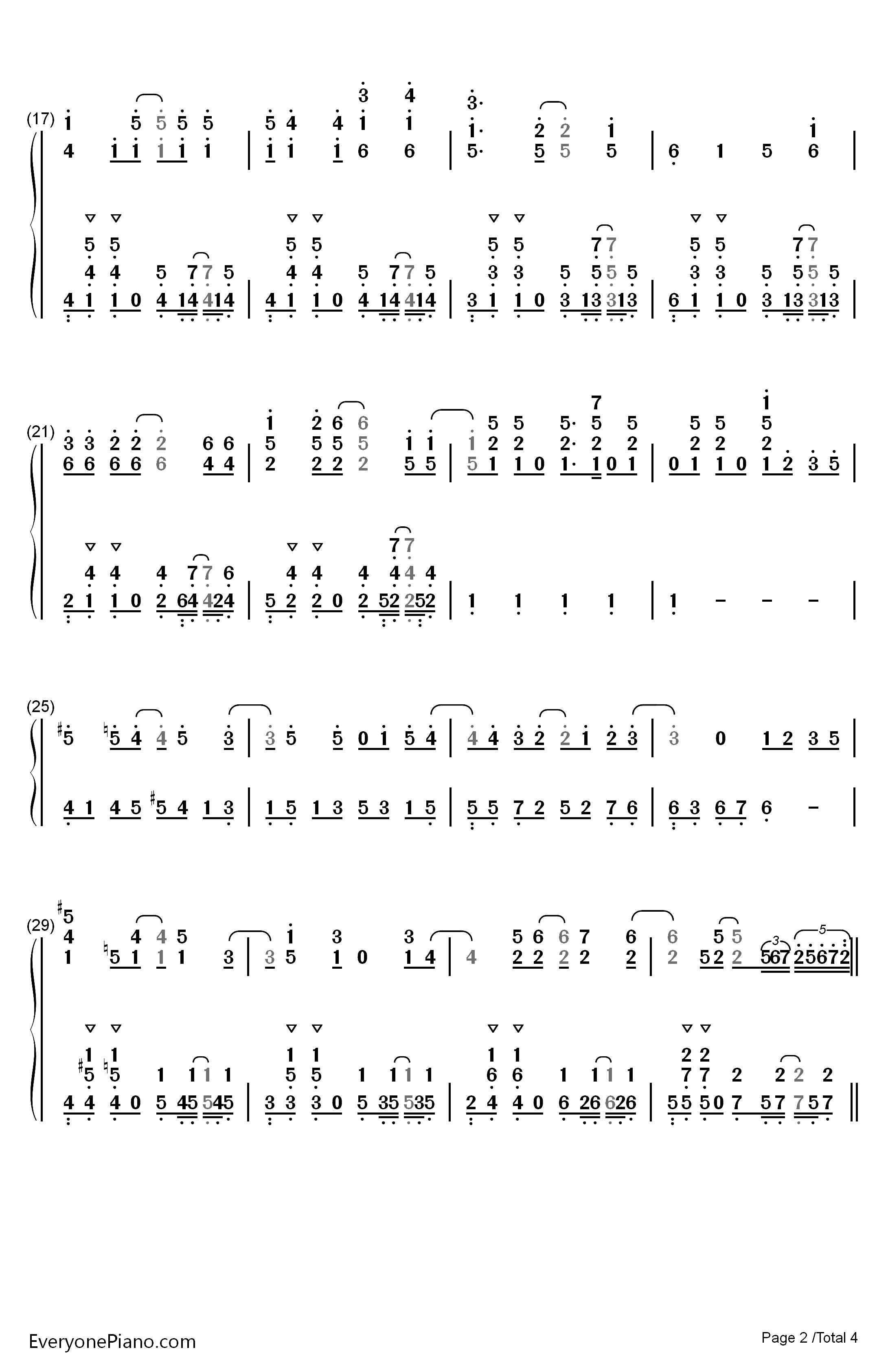 17才钢琴简谱-数字双手-ハルカトミユキ2