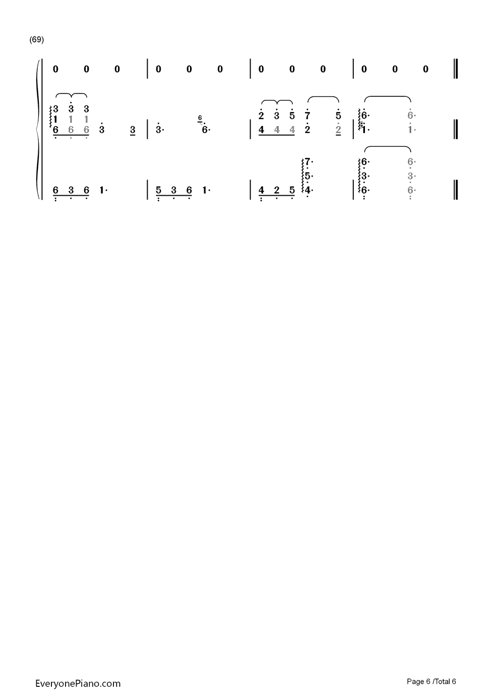 蝴蝶花钢琴简谱-数字双手-水木年华6