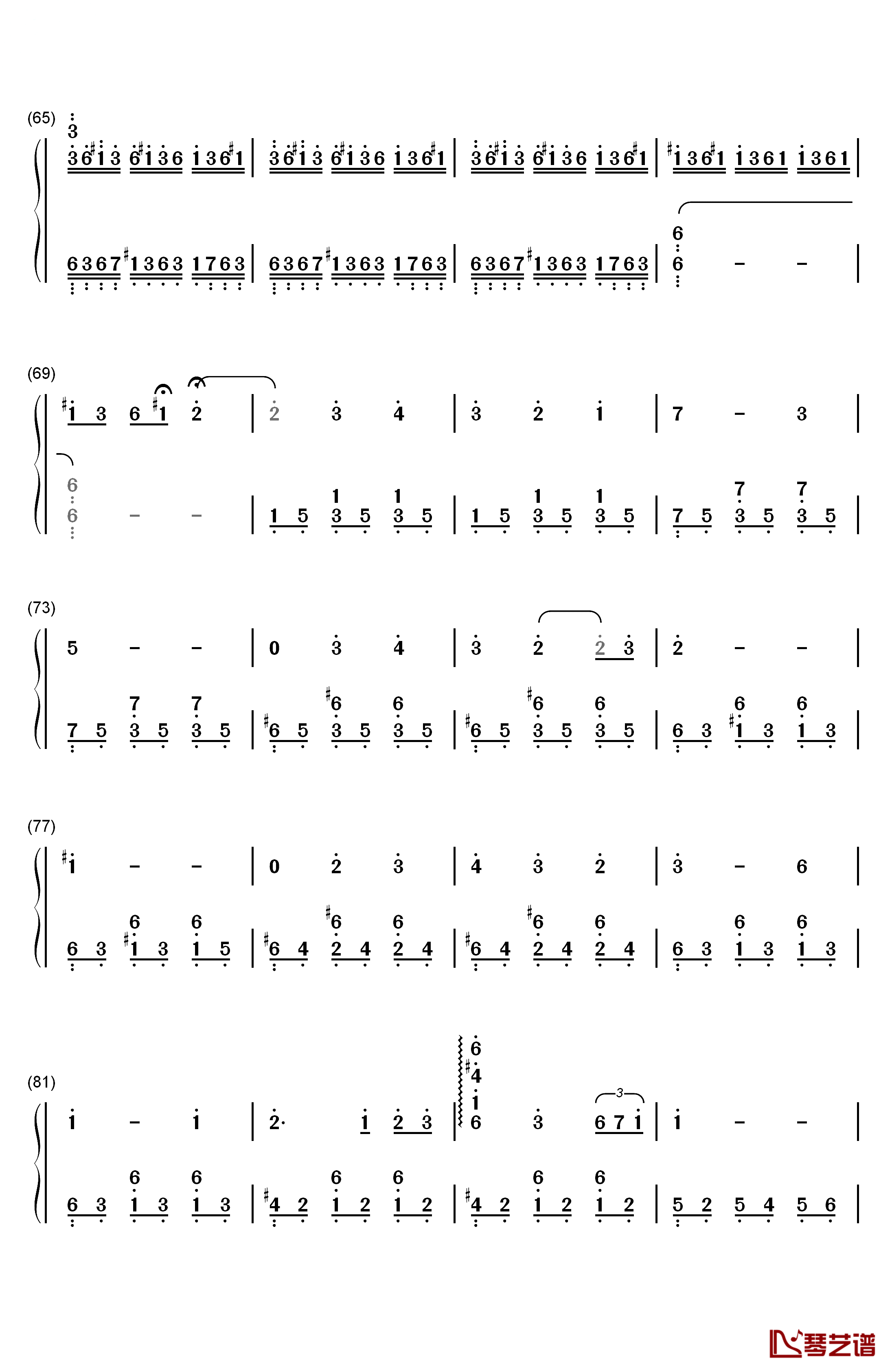 水之韵钢琴简谱-数字双手-鲜远4