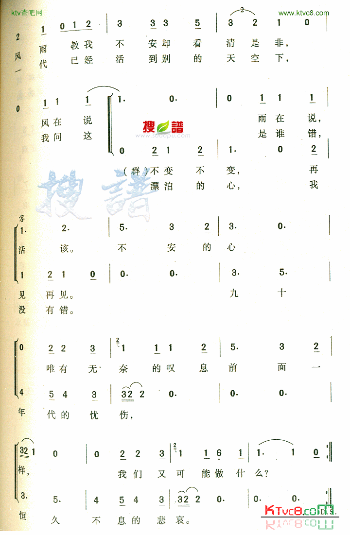 九十年代的忧伤简谱-黄家驹演唱1