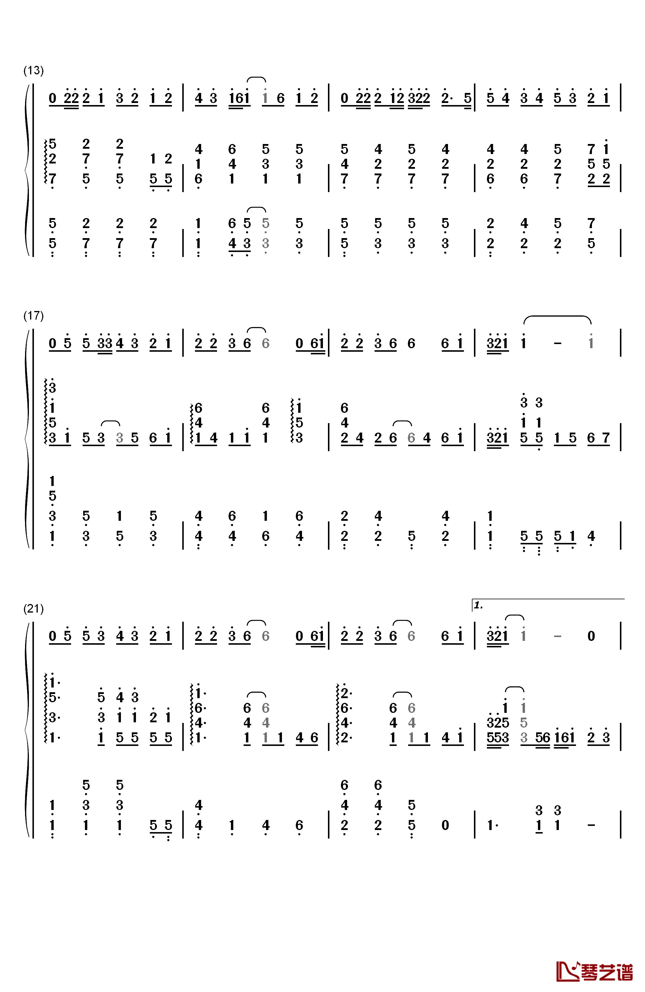 爱情字典钢琴简谱-数字双手-孙燕姿2