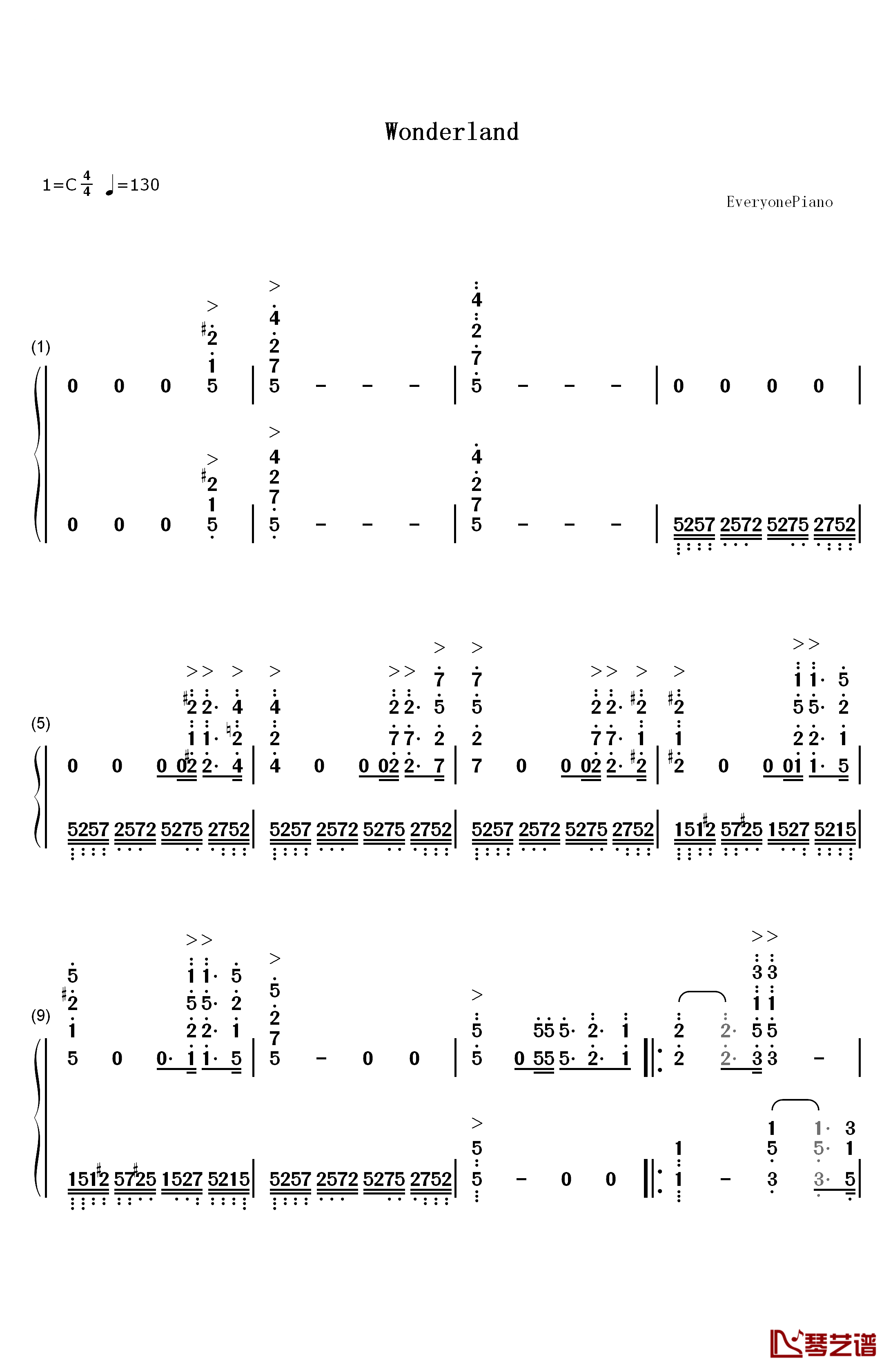 Wonderland钢琴简谱-数字双手-马克西姆1