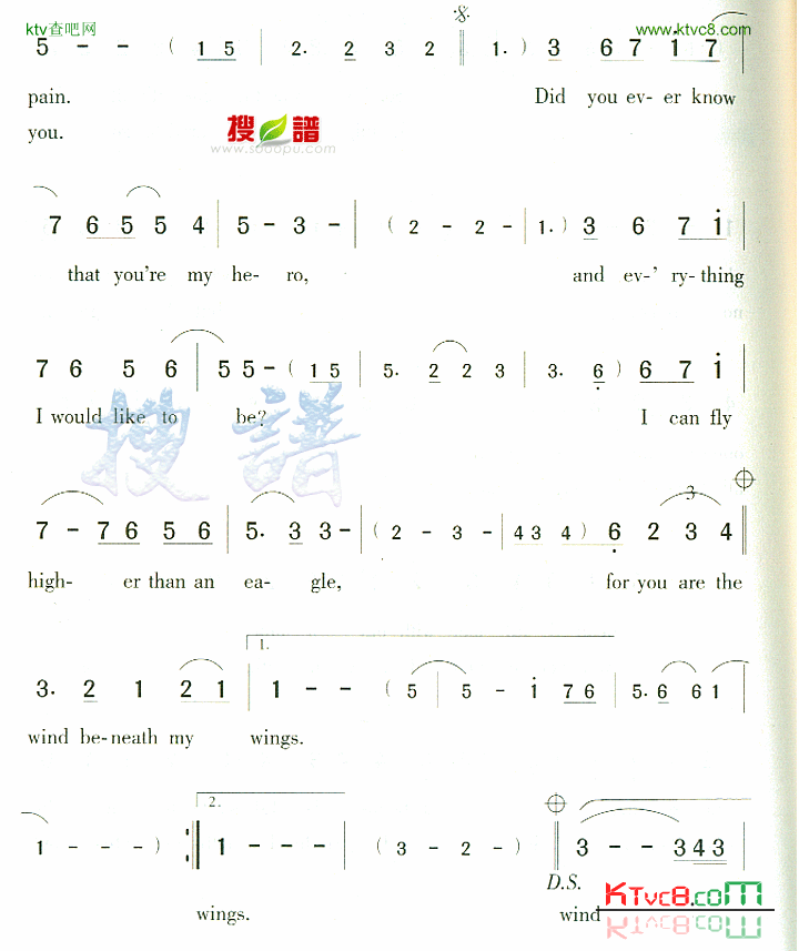 WindBeneathMyWings简谱1