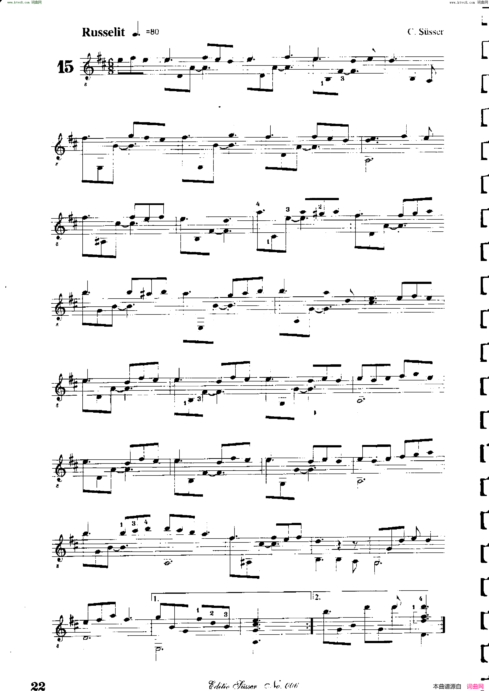Classical guitar－Susser Ctibor_No 6, Fantazie ze sveta mineralu简谱1