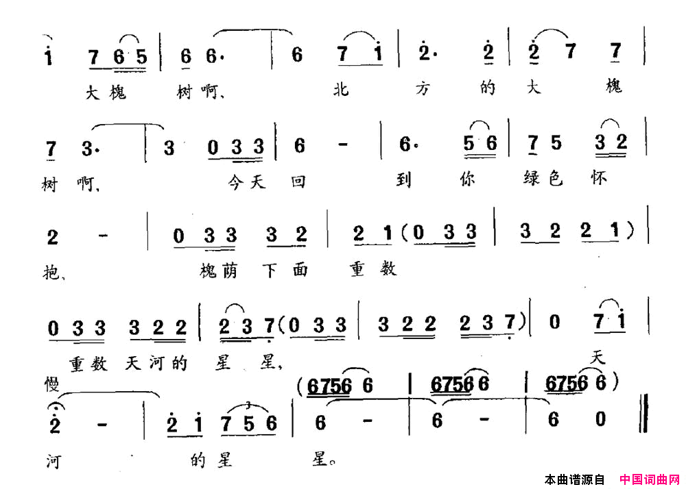 北方的大槐树黎琦词陈枫曲北方的大槐树黎琦词 陈枫曲简谱1