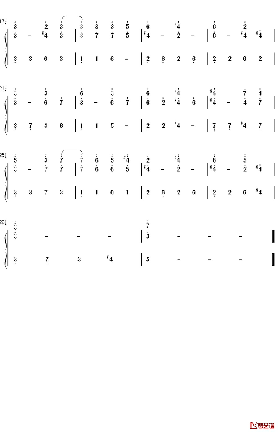 追寻钢琴简谱-数字双手-Music゛◆伤逝ゝ6