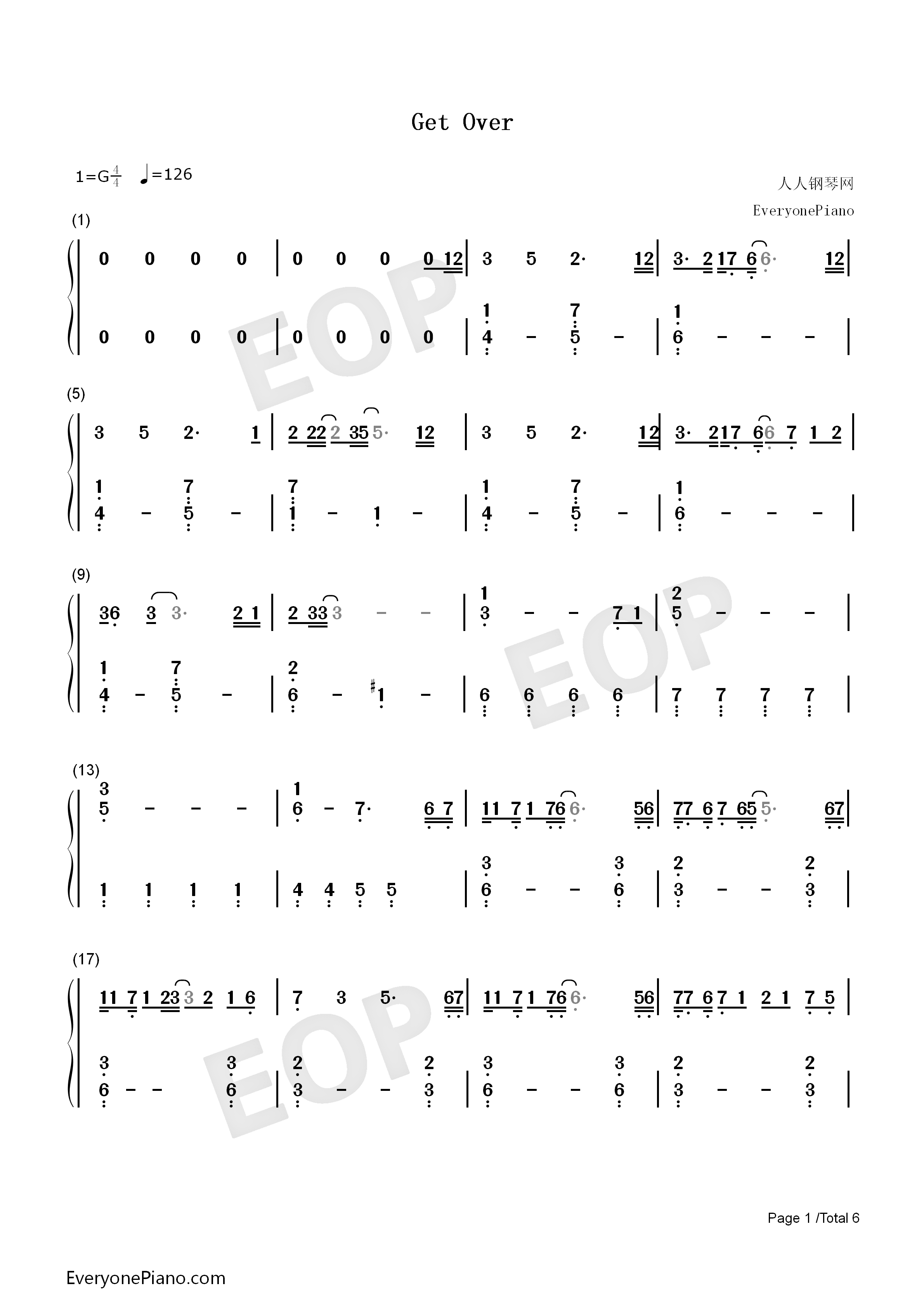 Get Over钢琴简谱-Dream演唱1