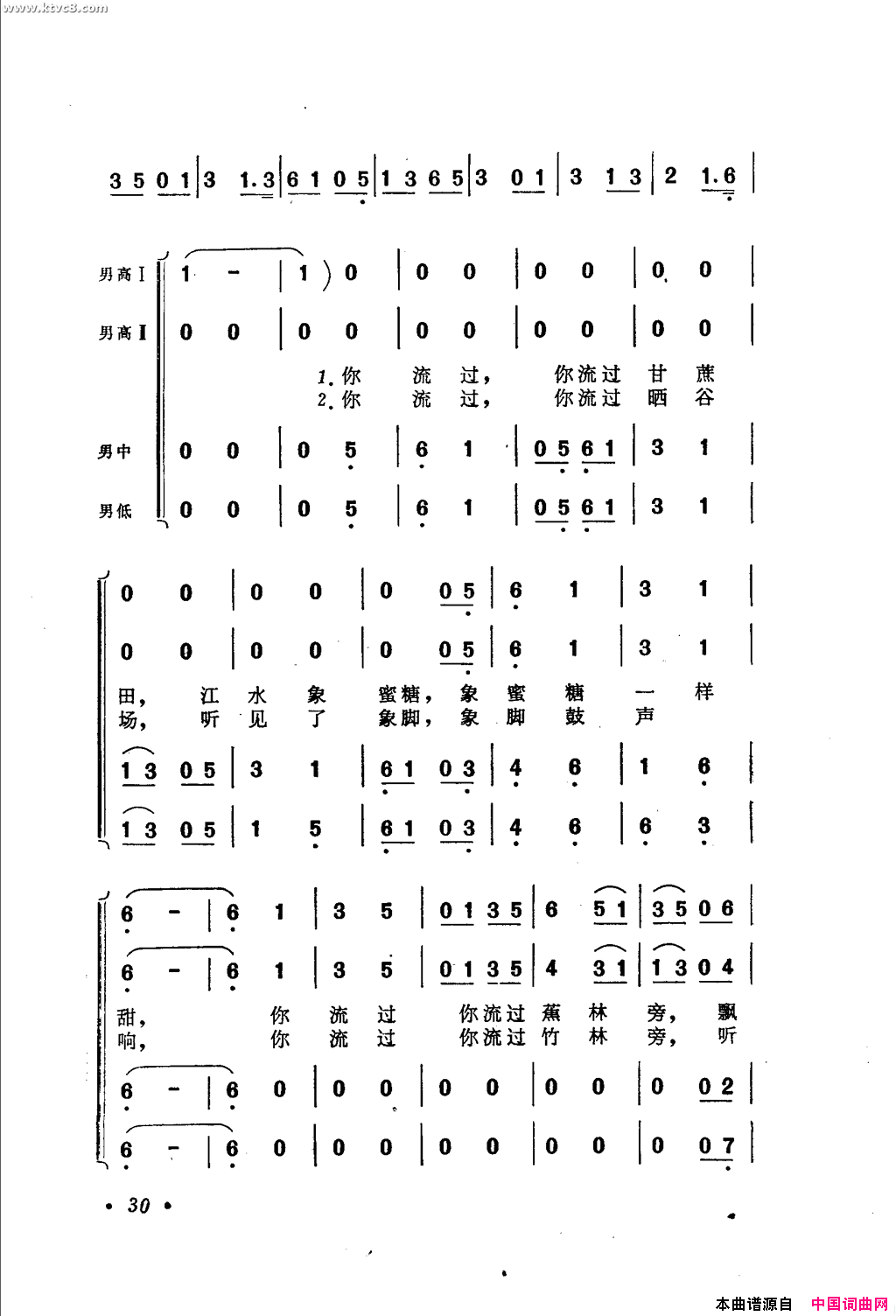 美丽的瑞丽江简谱1