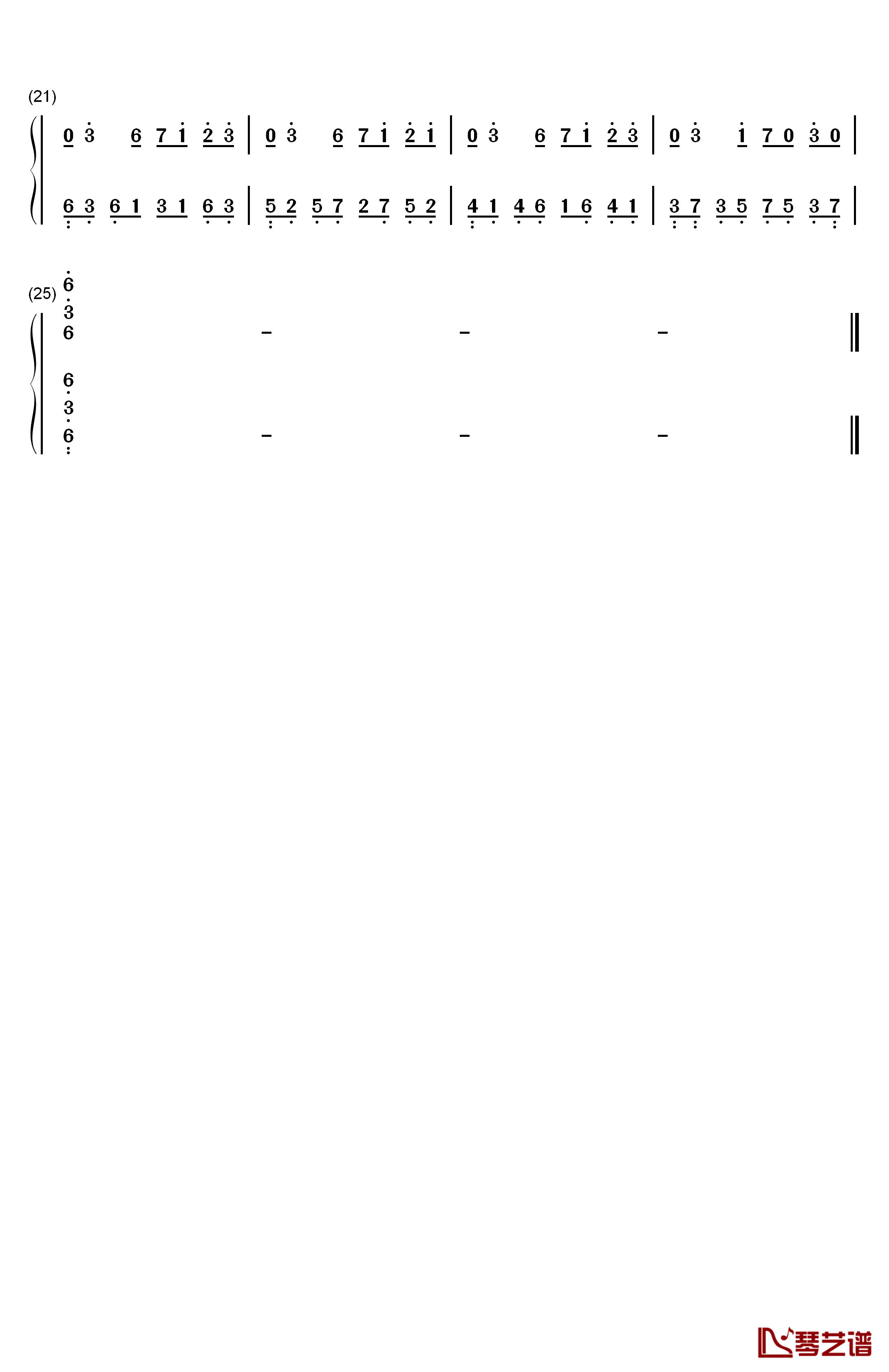 达拉崩巴钢琴简谱-数字双手-洛天依 言和2