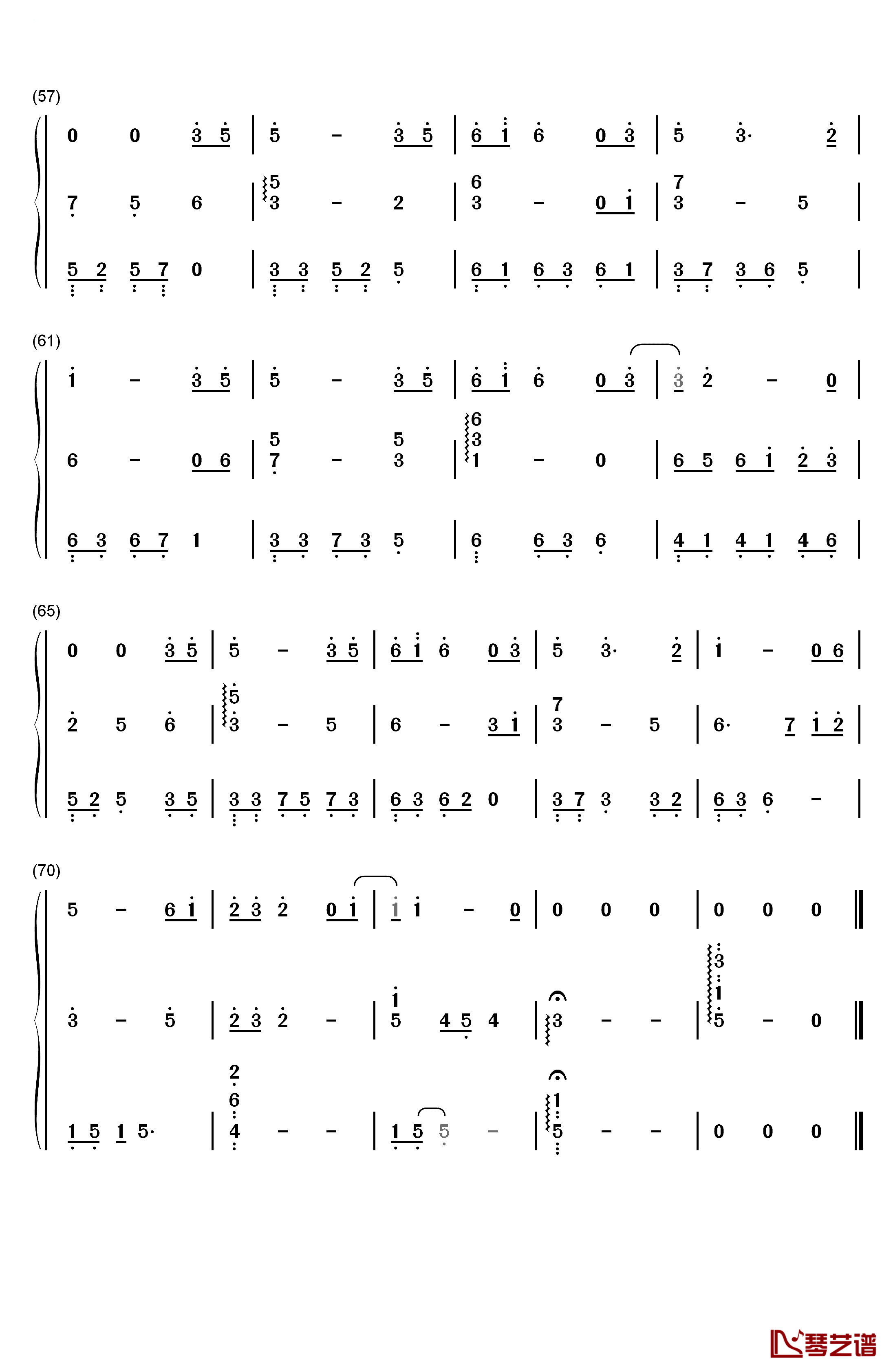 天之大钢琴简谱-数字双手-周安信4