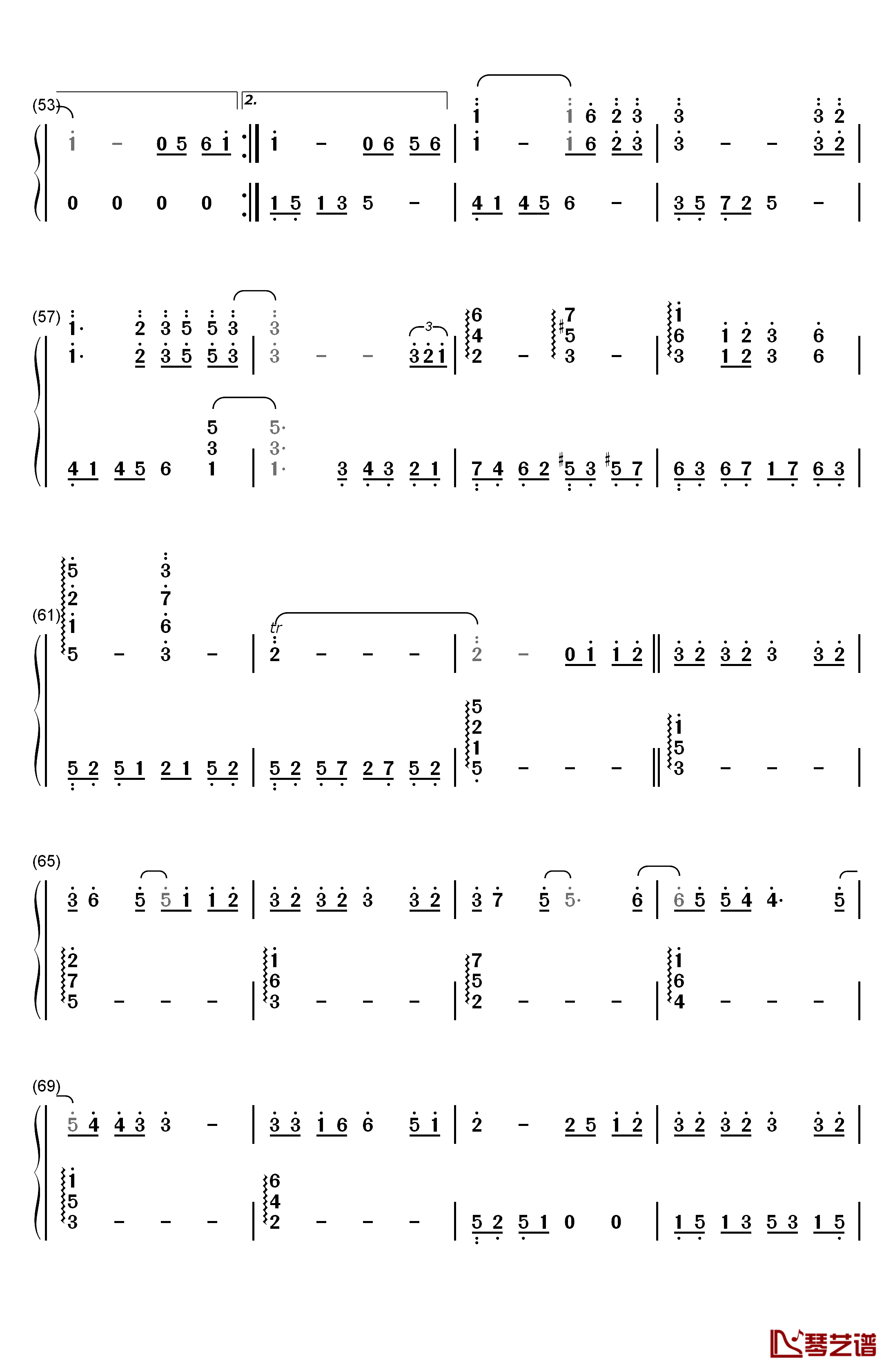 蜀绣钢琴简谱-数字双手-李宇春3