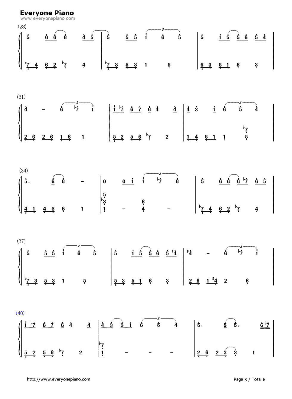 遗失的美好钢琴简谱-数字双手-张韶涵3