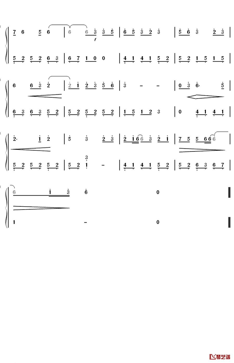 金玉良缘钢琴简谱-数字双手-李琦2