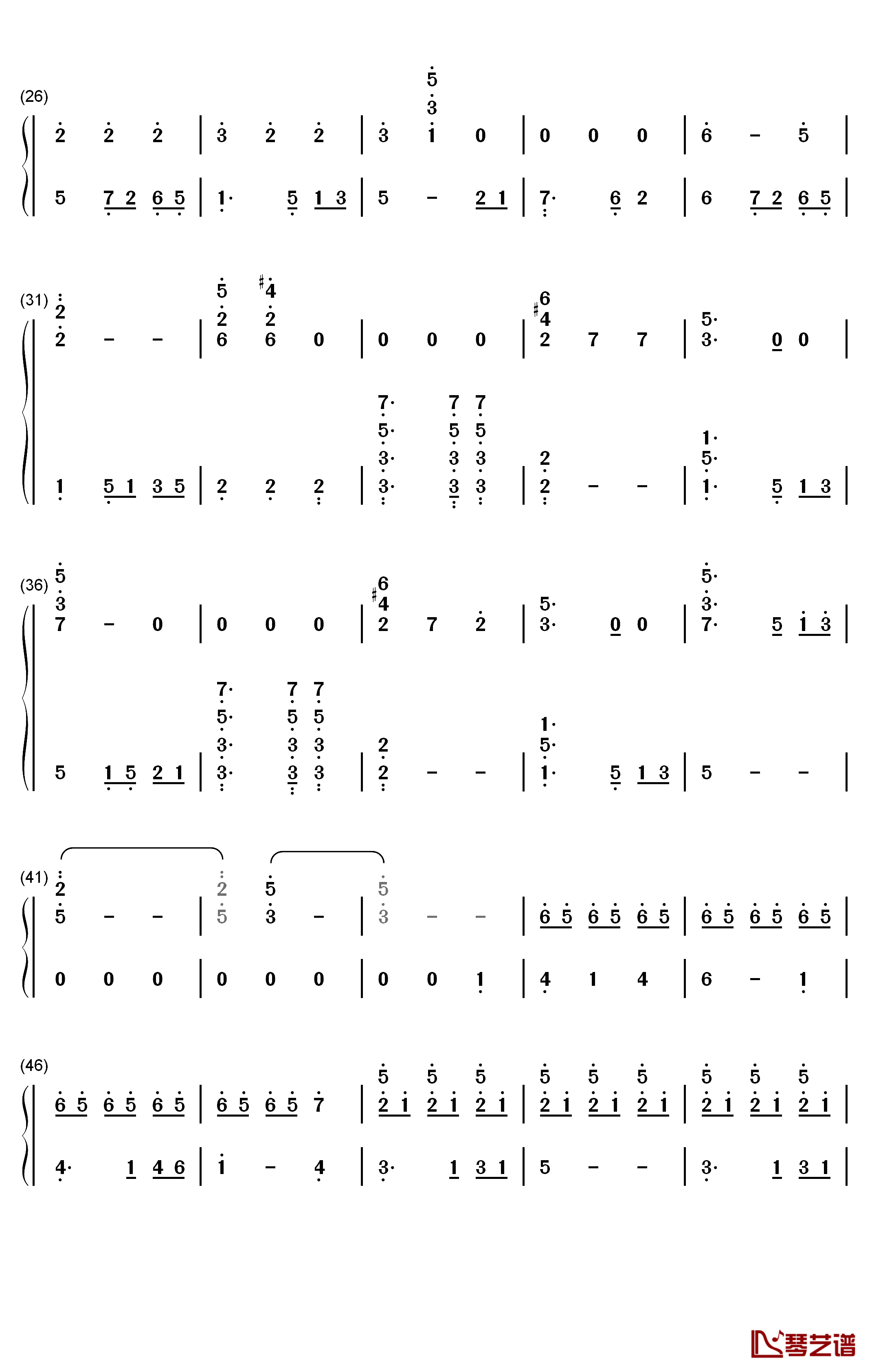 Fallin钢琴简谱-数字双手-marina2