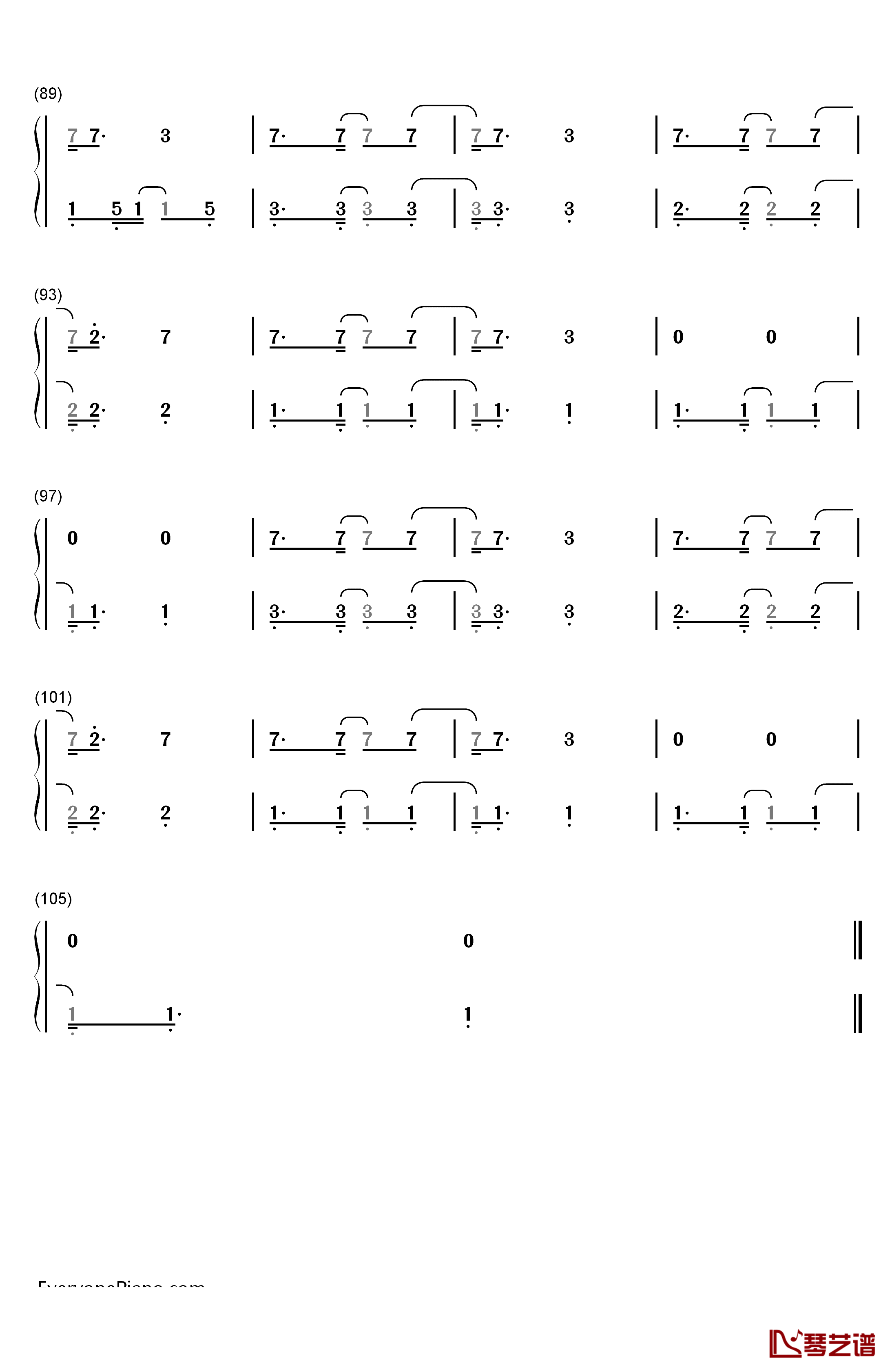 火星人来过钢琴简谱-数字双手-薛之谦5