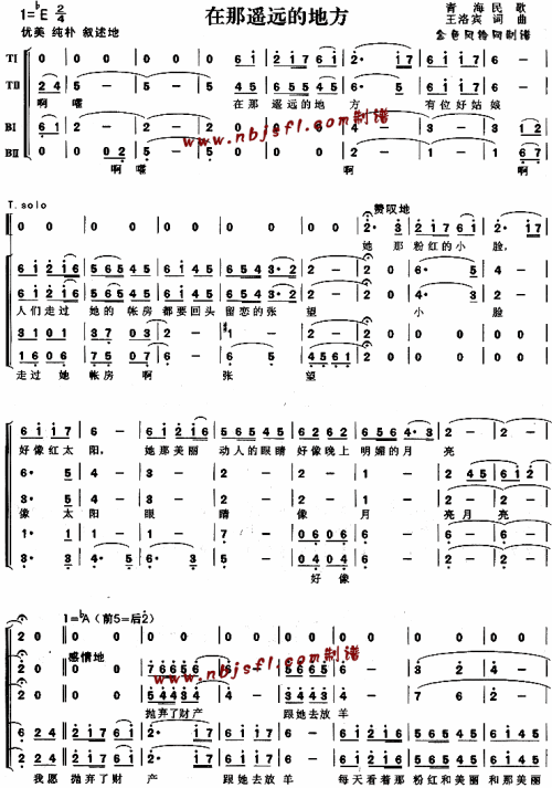 在那遥远的地方青海民歌简谱1