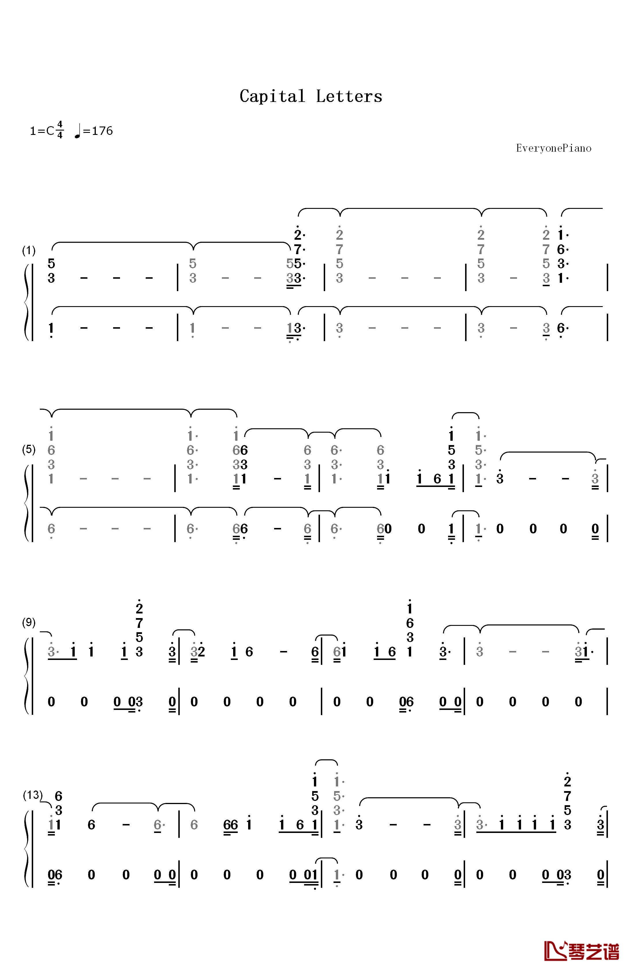 Capital Letters钢琴简谱-数字双手-Hailee Steinfeld1